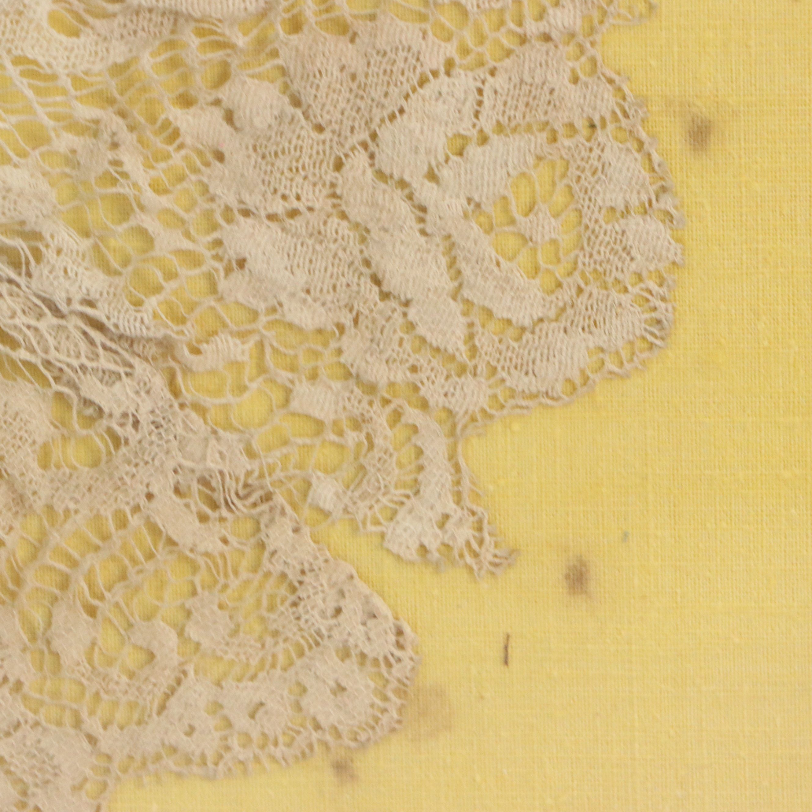 Antique WWI Franco-American Hand-Knotted Lace and Embroidered Silk Panel