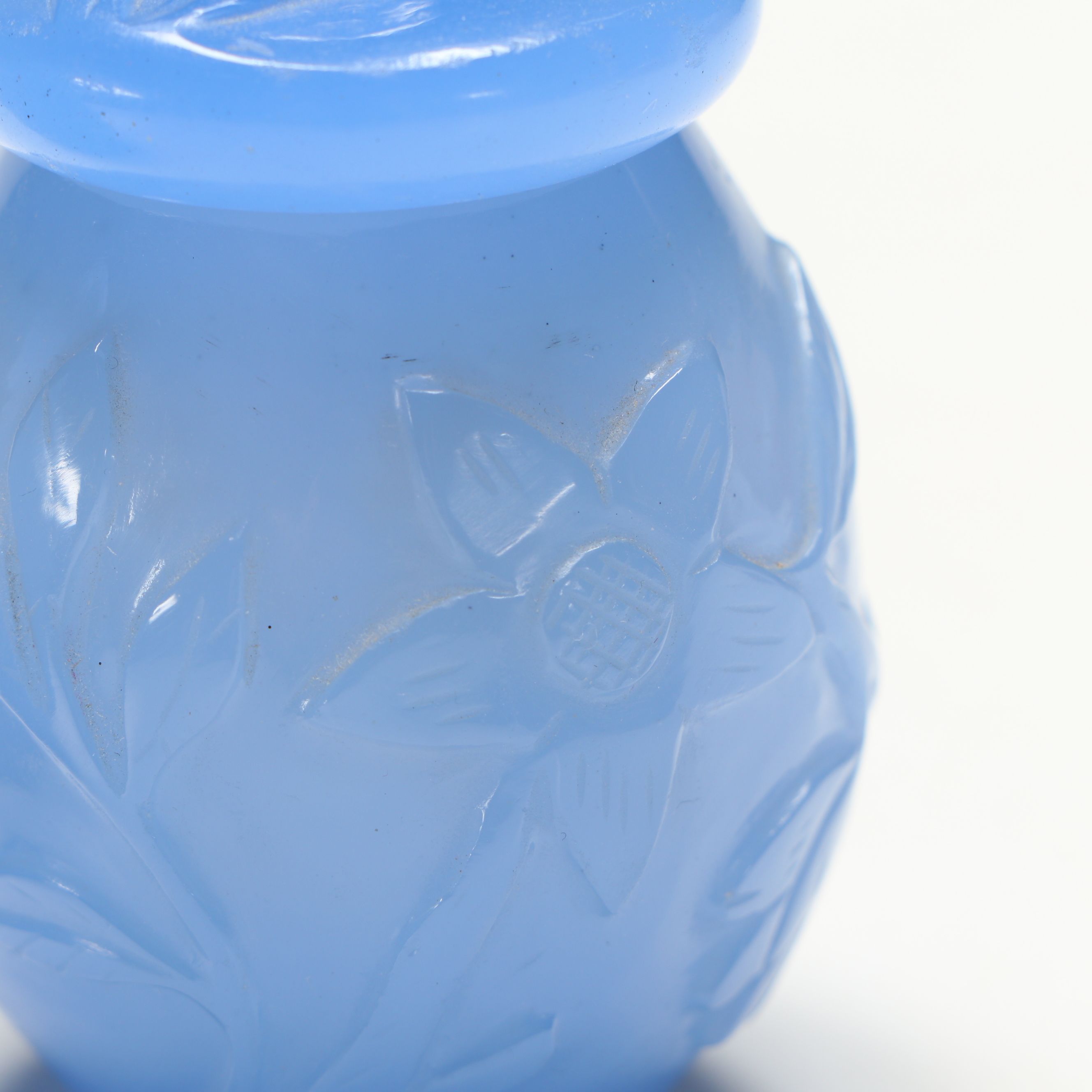 Chinese Periwinkle Glass Lidded Jar Pair