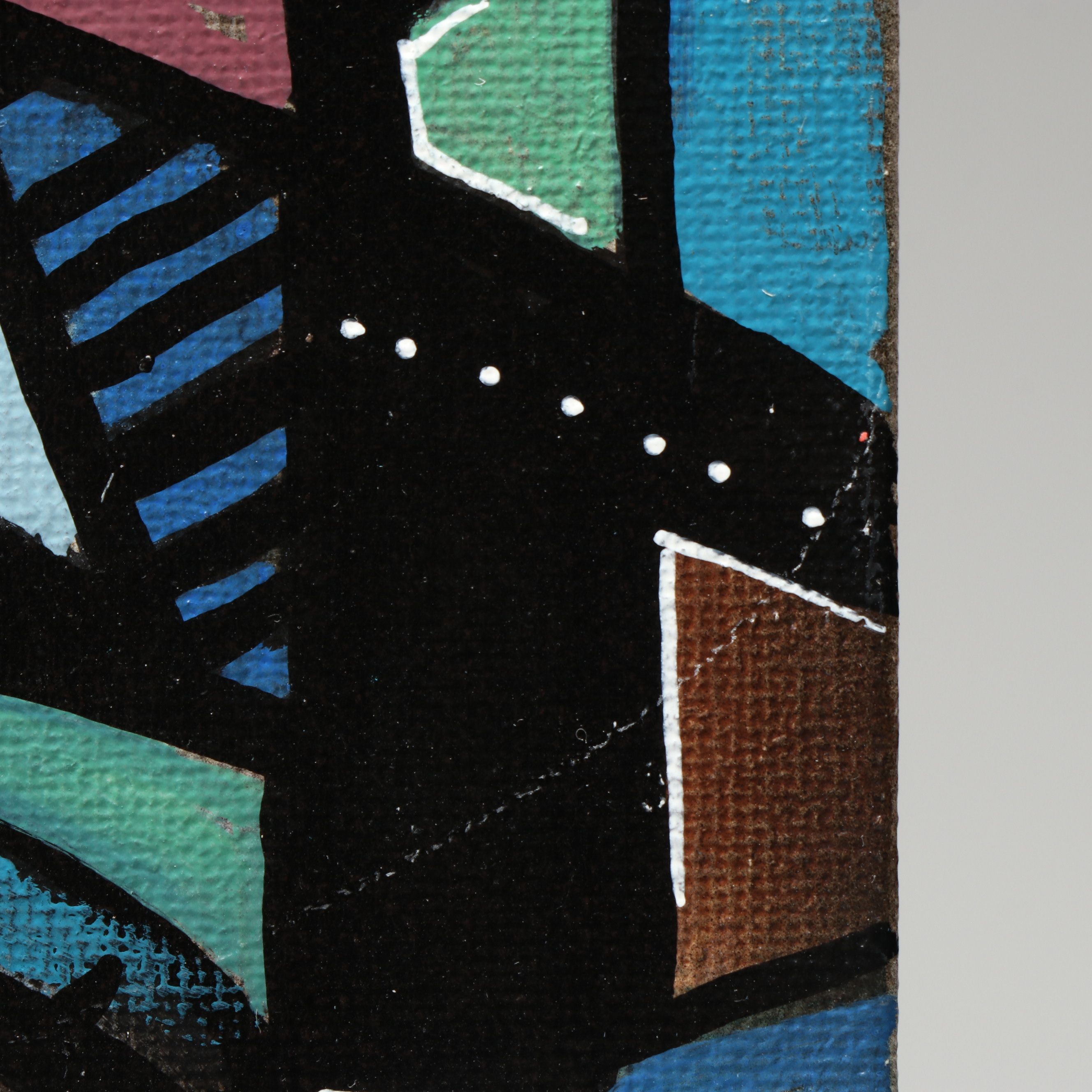 Ricardo Maya Cubist Style Acrylic Portrait, 21st Century