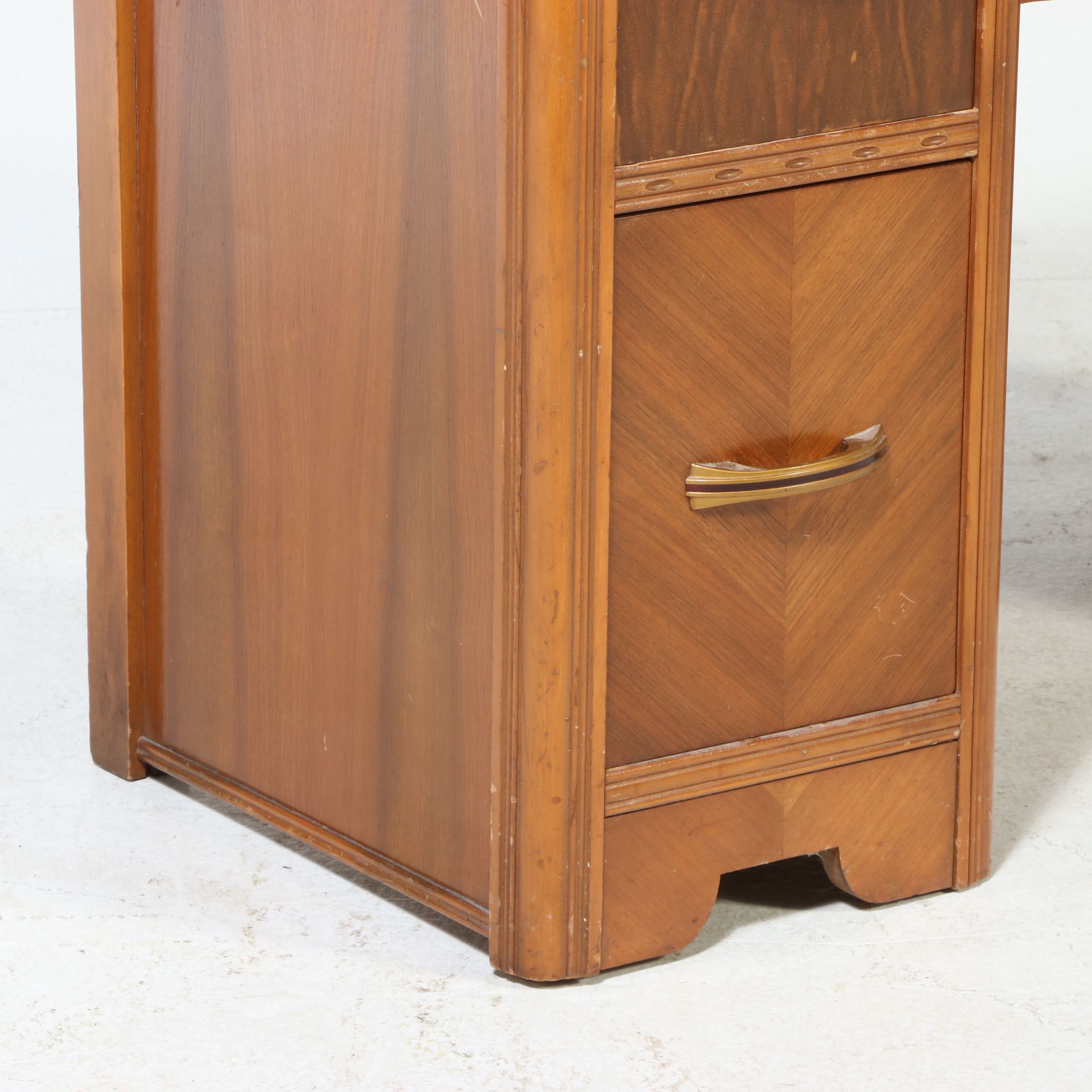 Art Deco Walnut Waterfall Vanity, Early 20th Century