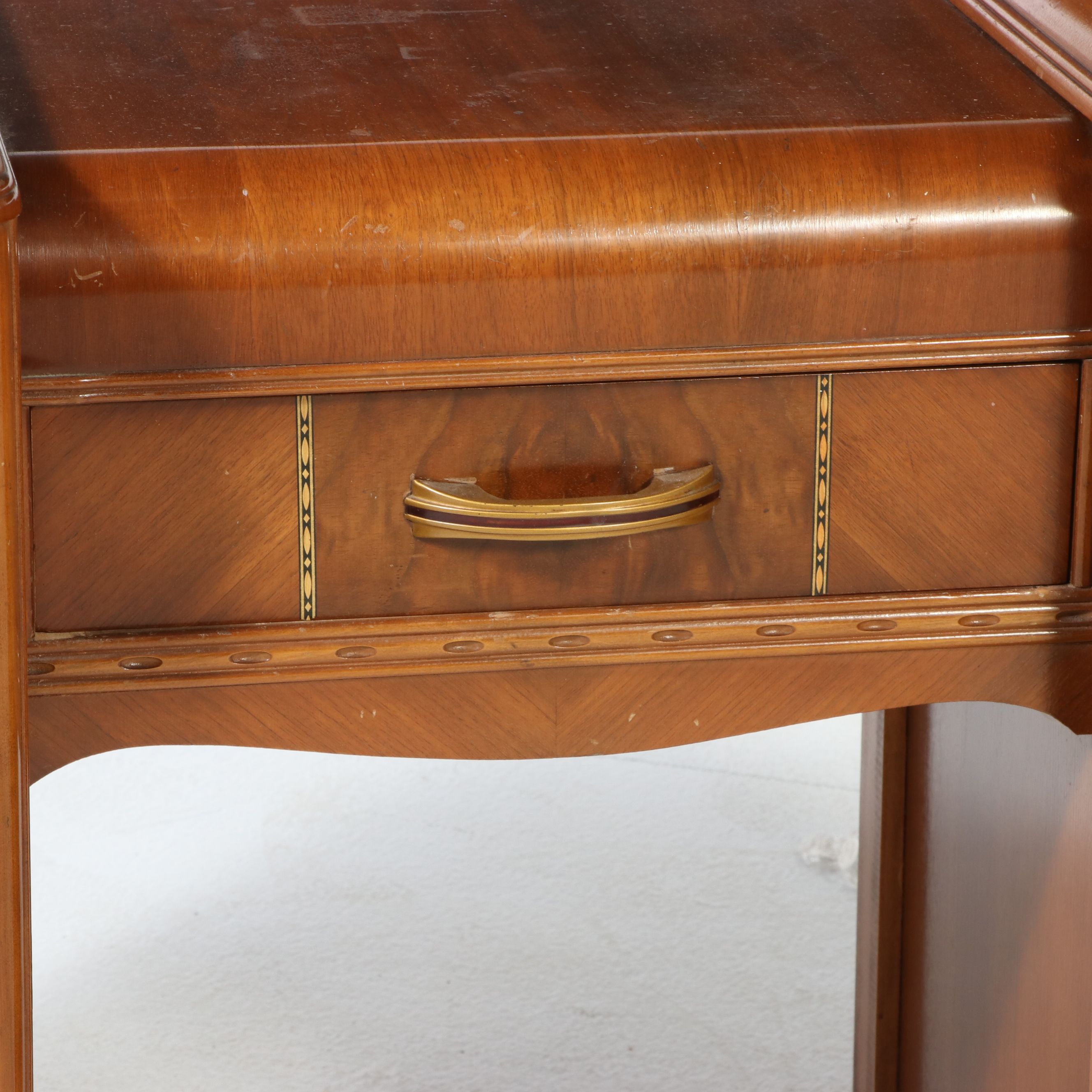 Art Deco Walnut Waterfall Vanity, Early 20th Century