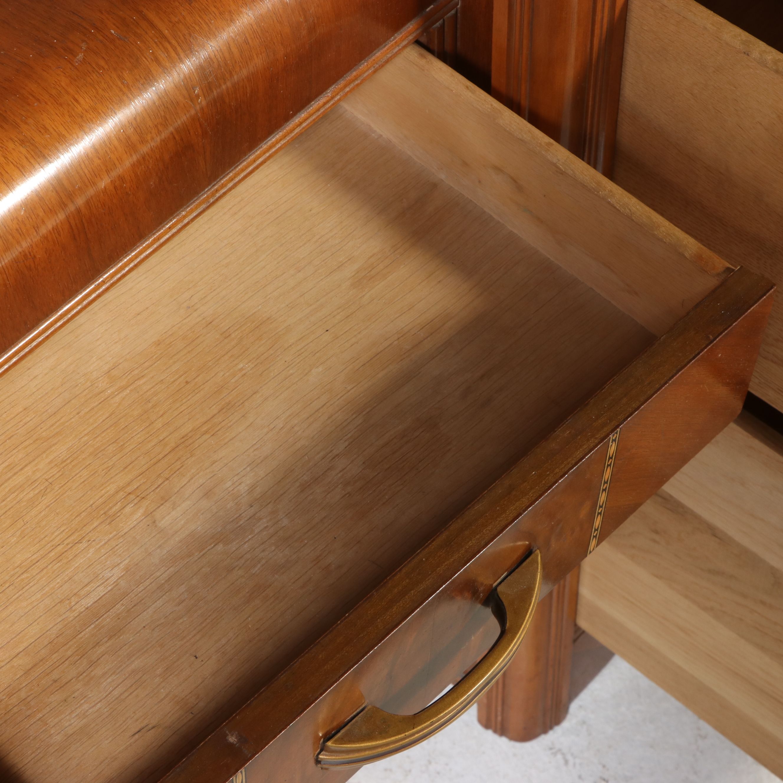 Art Deco Walnut Waterfall Vanity, Early 20th Century