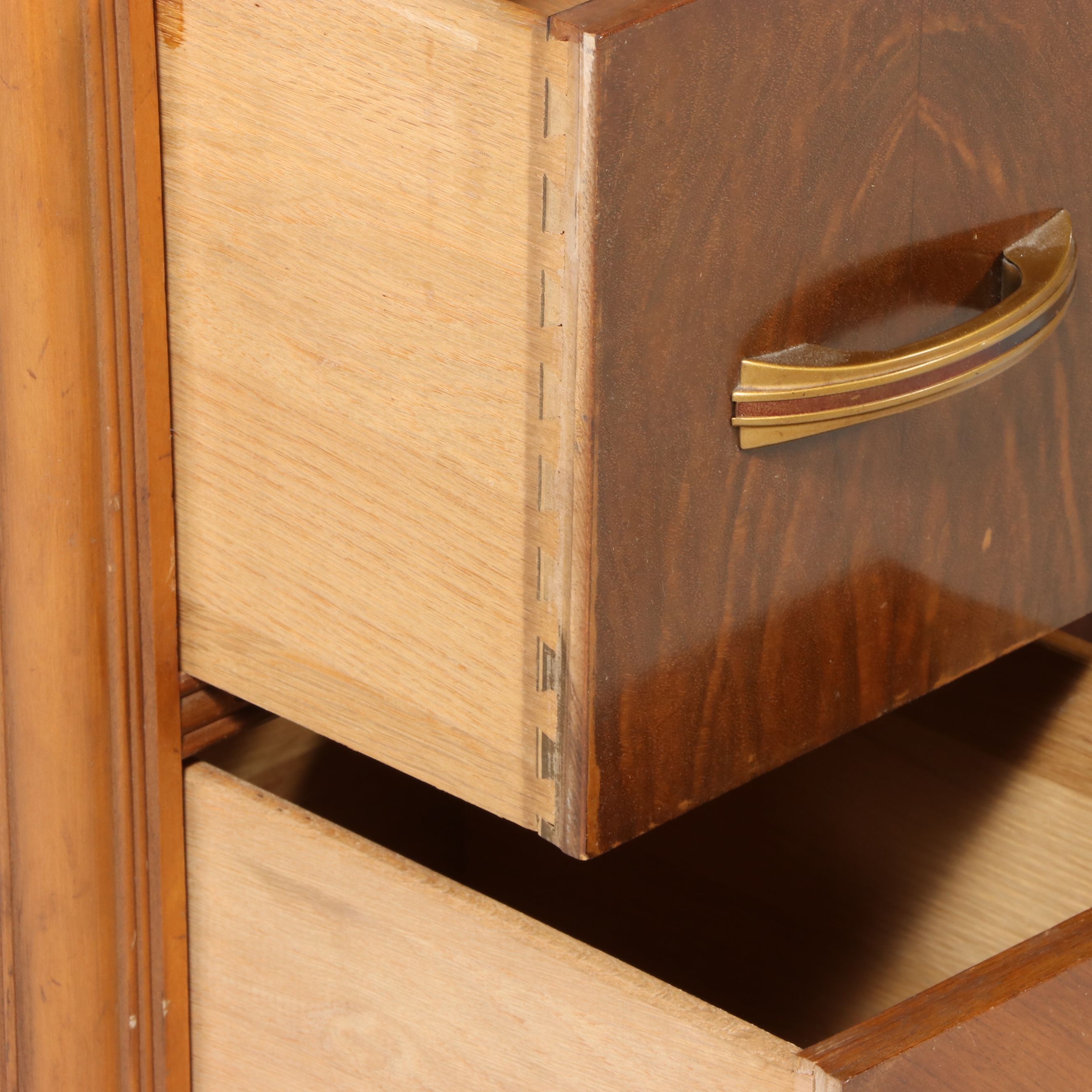 Art Deco Walnut Waterfall Vanity, Early 20th Century