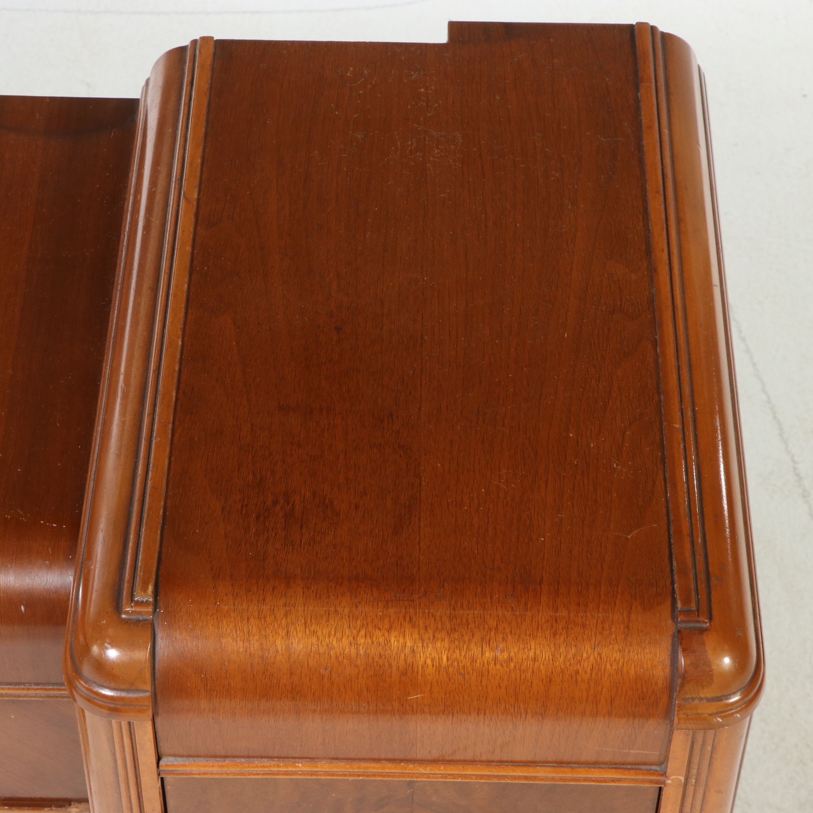 Art Deco Walnut Waterfall Vanity, Early 20th Century