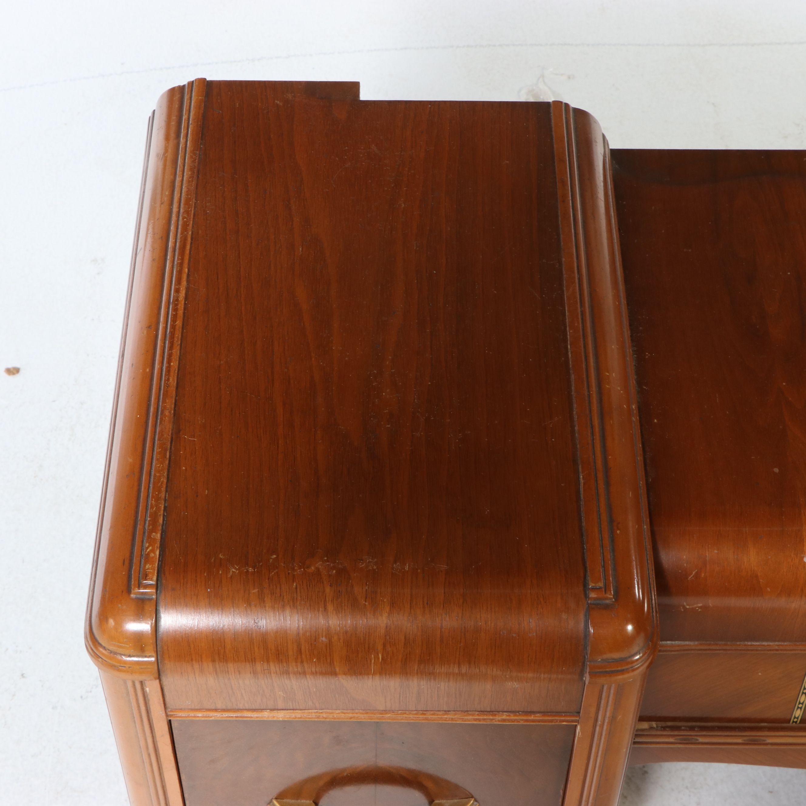 Art Deco Walnut Waterfall Vanity, Early 20th Century