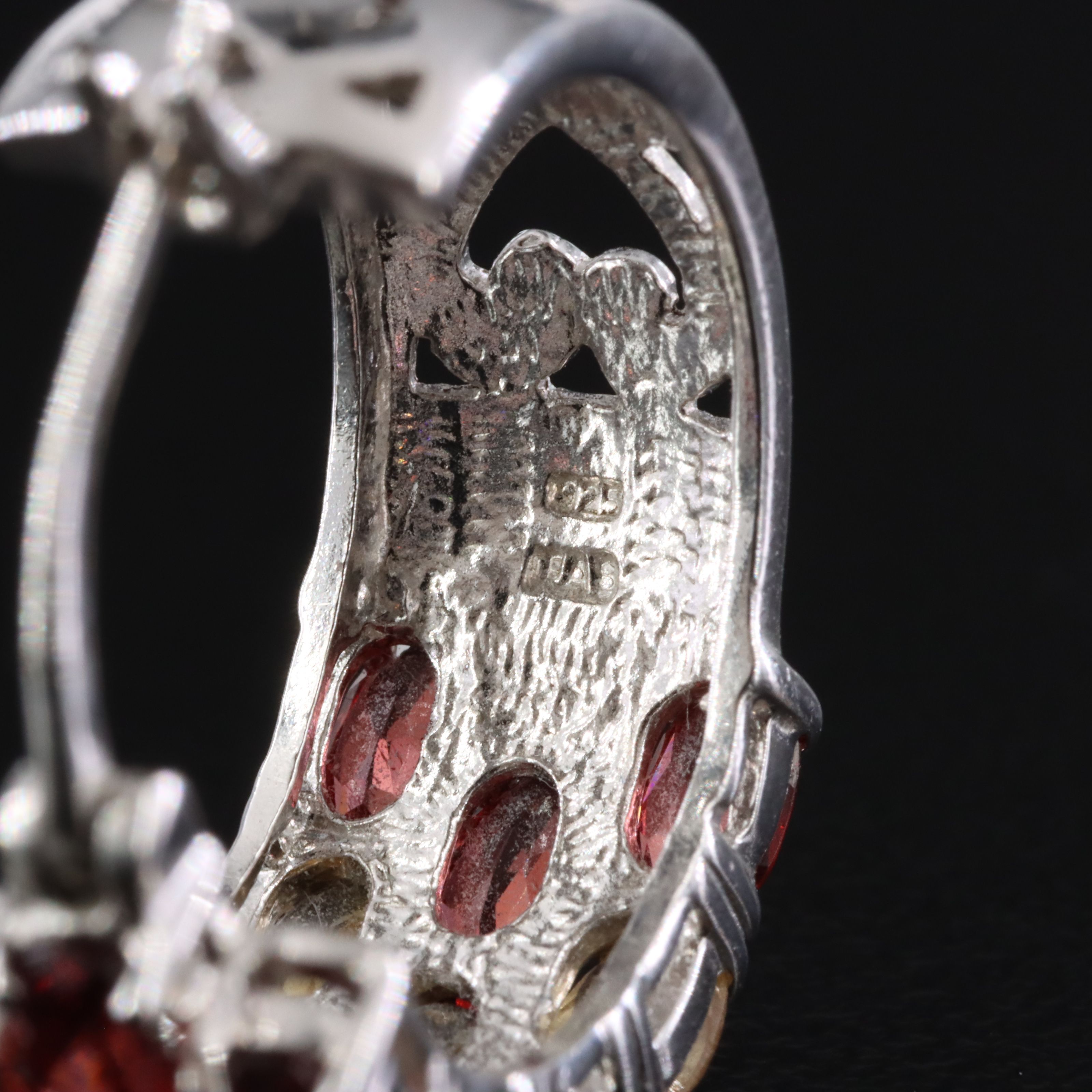 Sterling Hoop Earrings Featuring Garnet, Amethyst and Peridot