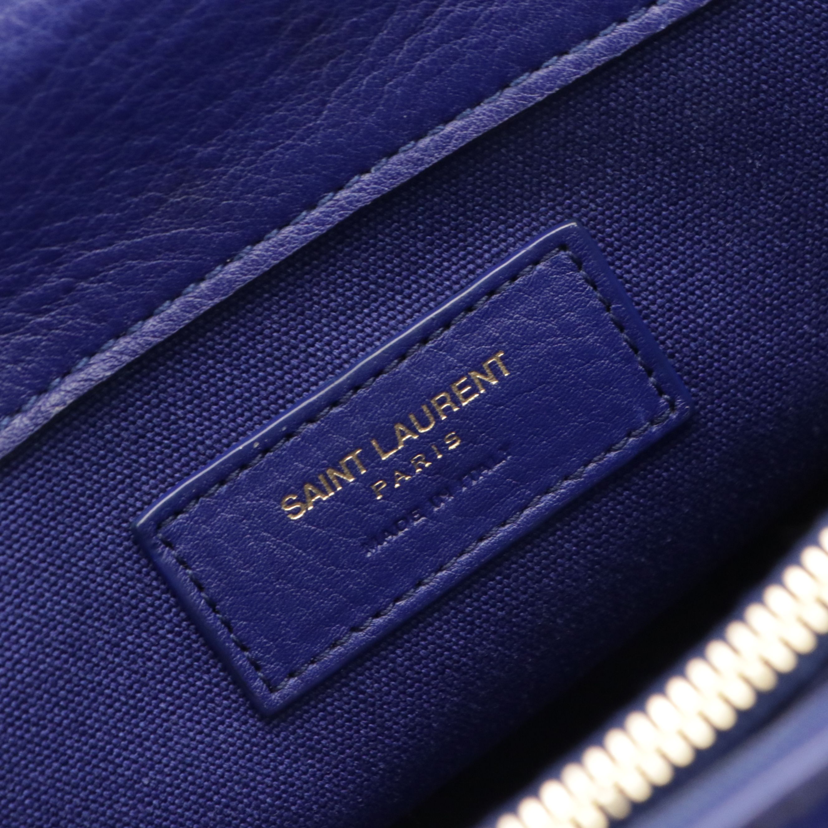 Saint Laurent Muse Top Handle Two-Way Bag in Blue Grained Calfskin Leather