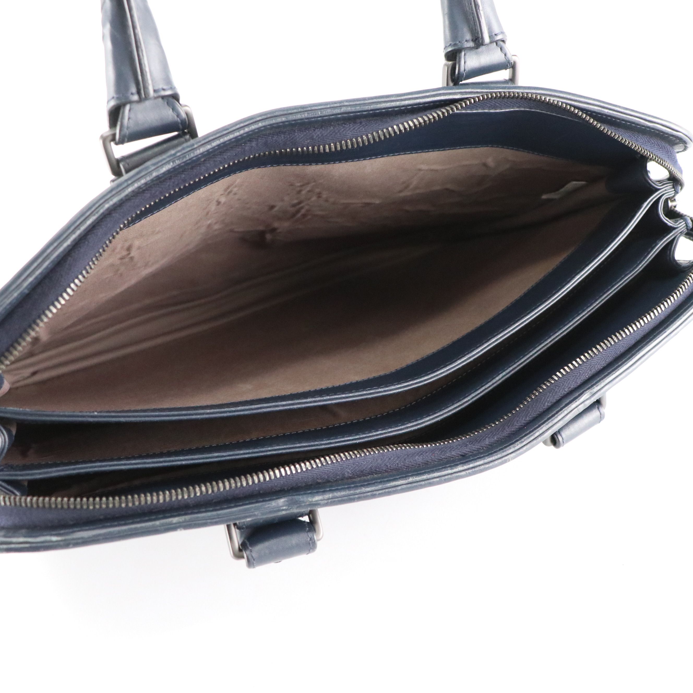 Bottega Veneta Navy Intrecciato Leather Briefcase Bag