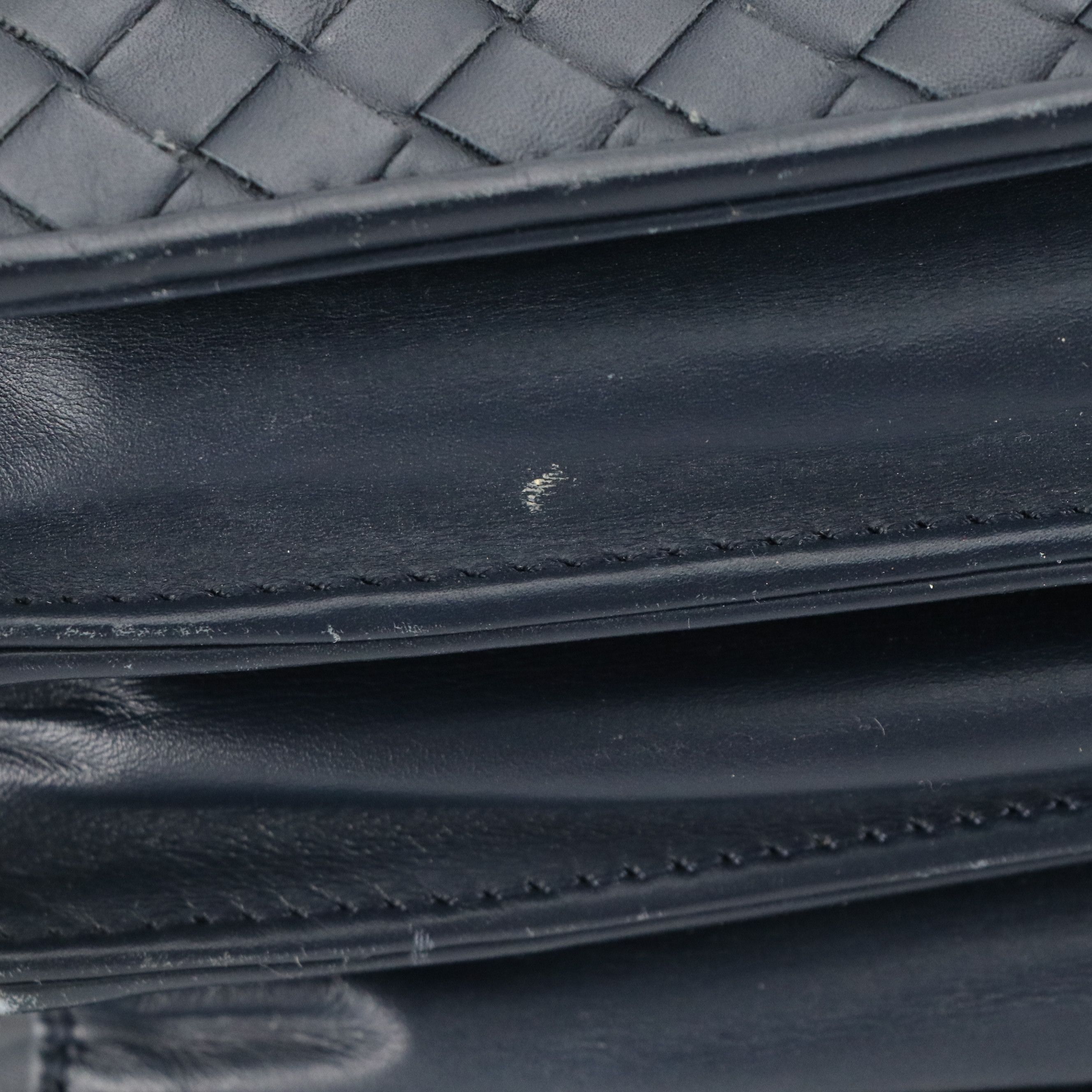 Bottega Veneta Navy Intrecciato Leather Briefcase Bag