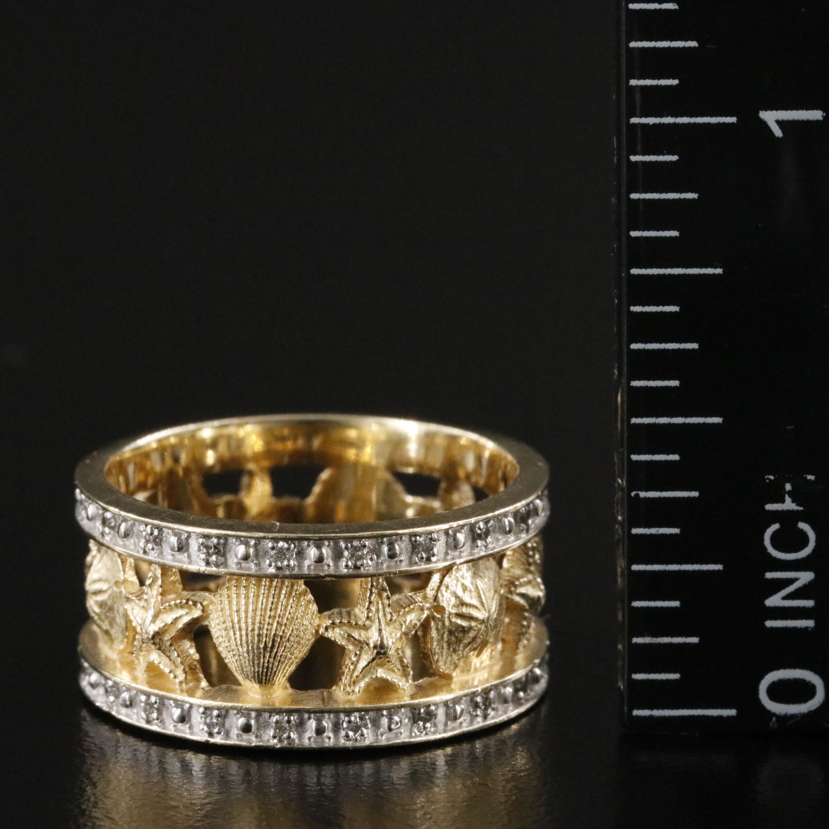 14K 0.23 CTW Diamond Seashell Eternity Band