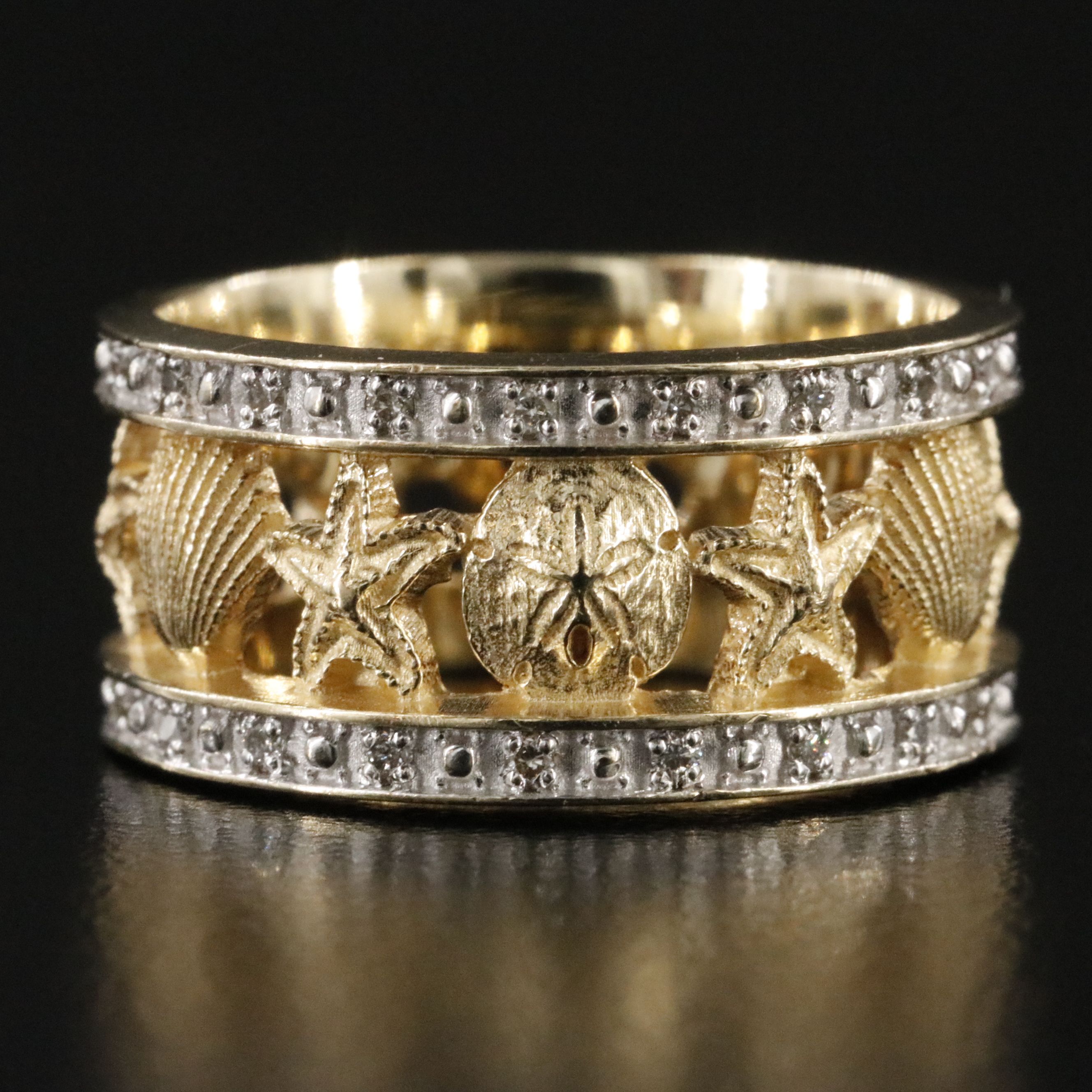 14K 0.23 CTW Diamond Seashell Eternity Band