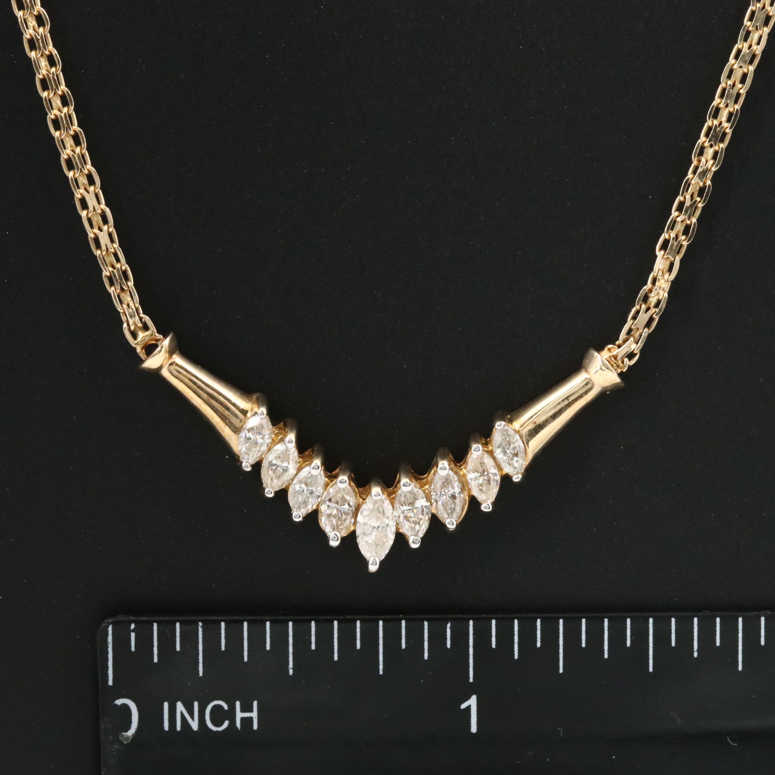 14K 1.00 CTW Diamond Chevron Station Necklace