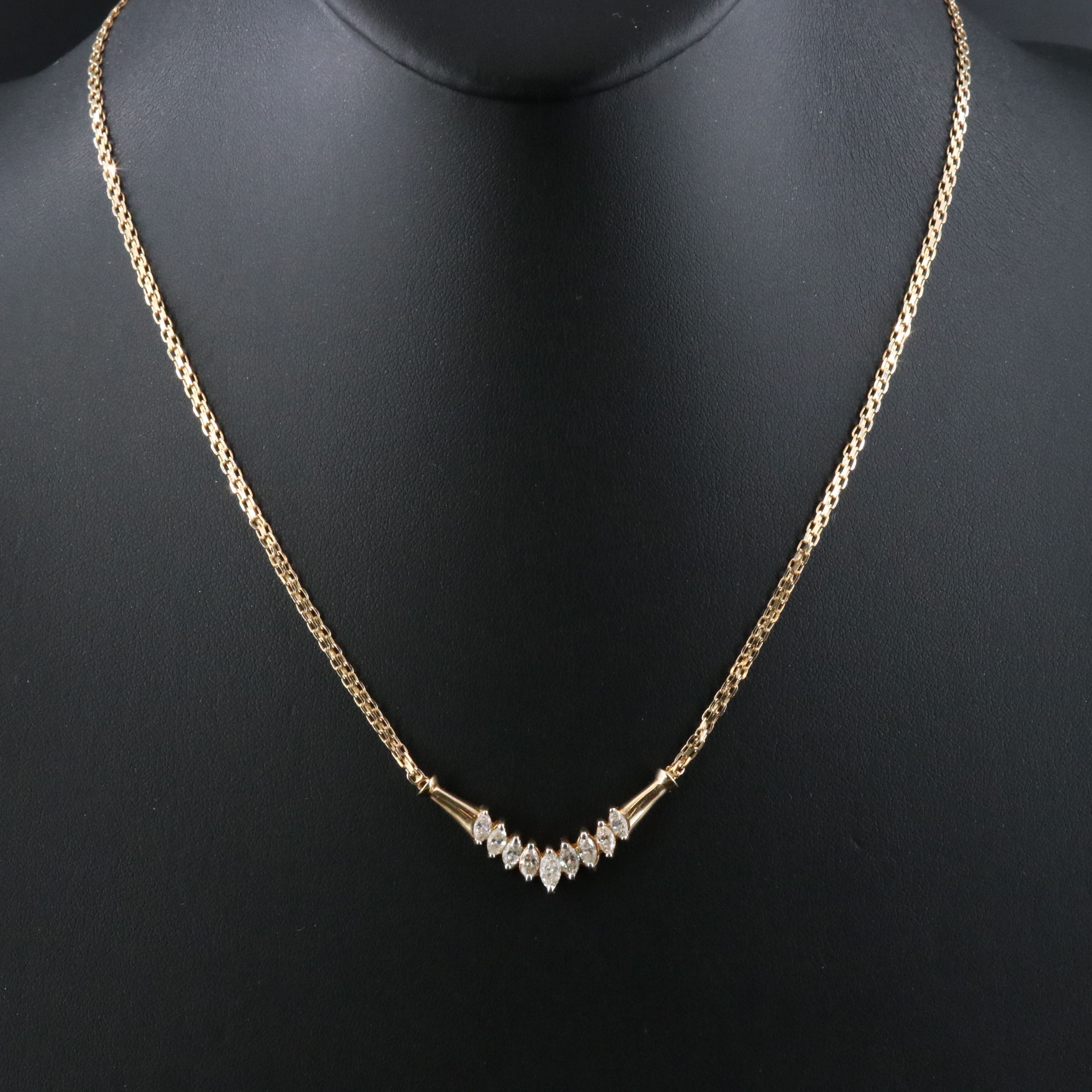14K 1.00 CTW Diamond Chevron Station Necklace