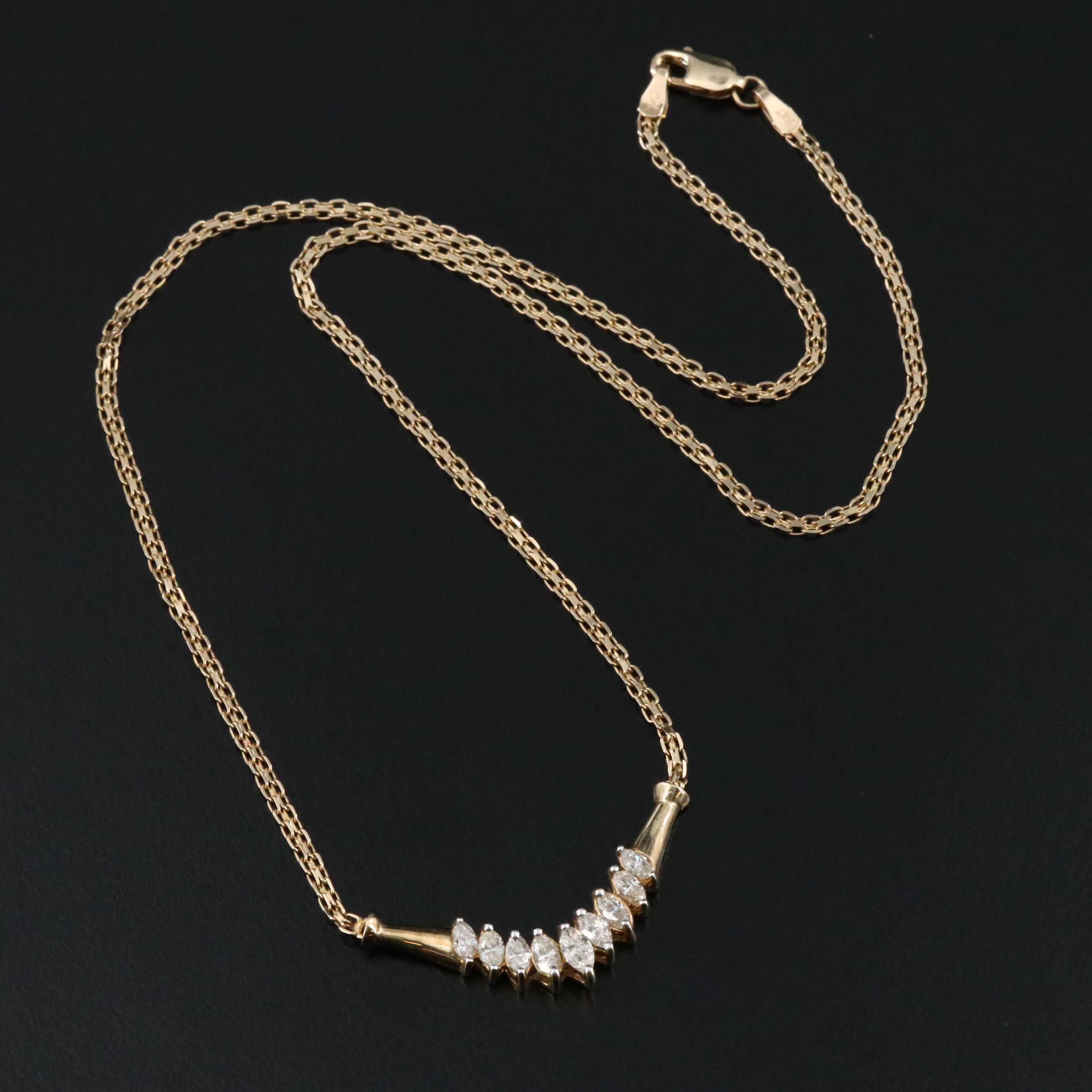 14K 1.00 CTW Diamond Chevron Station Necklace