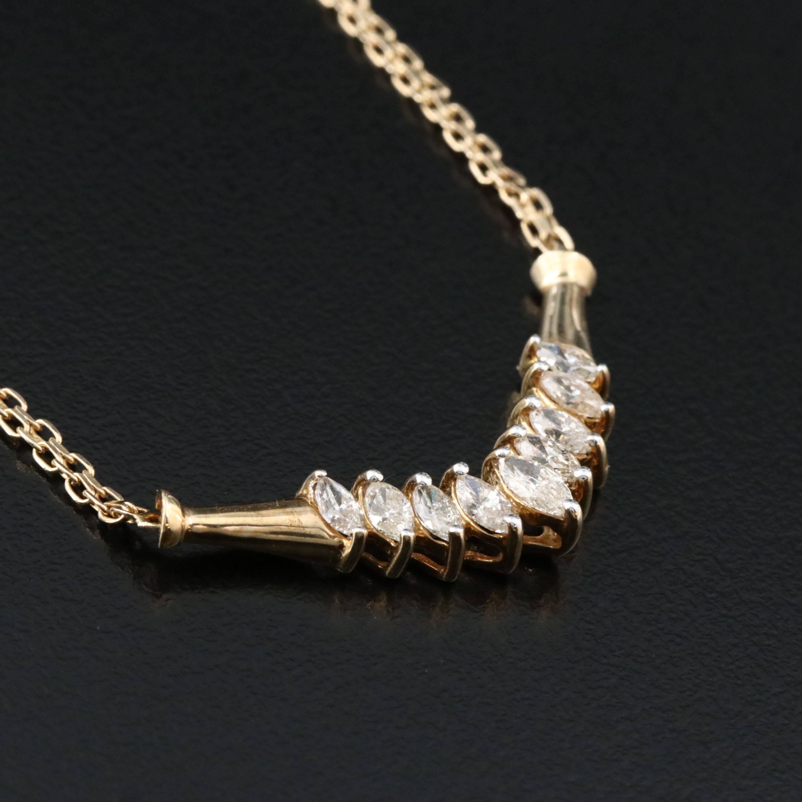 14K 1.00 CTW Diamond Chevron Station Necklace
