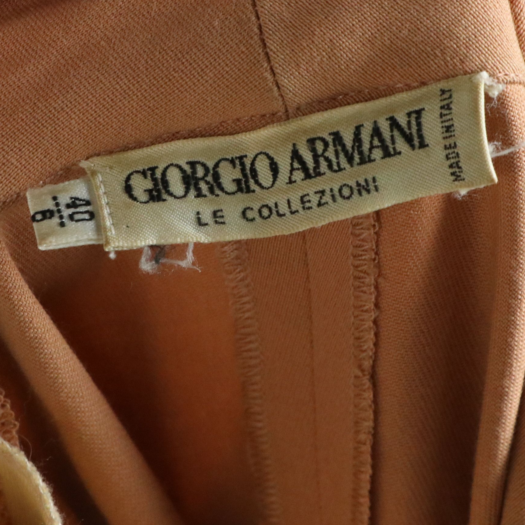 Giorgio Armani Le Collezioni Faux Wrap Dress in Tan Rayon/Wool Blend