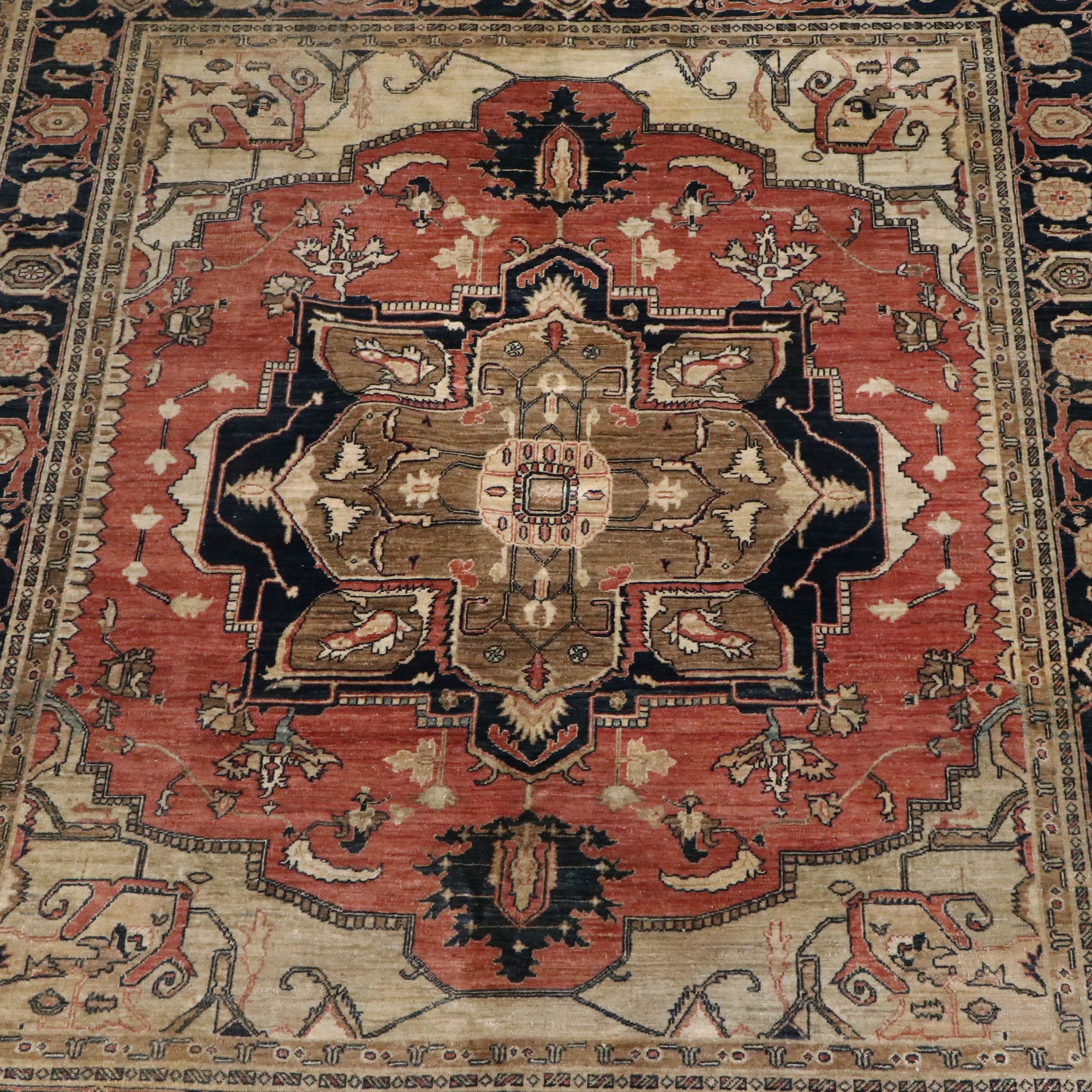 8' x 9'7 Hand-Knotted Persian Heriz Style Area Rug