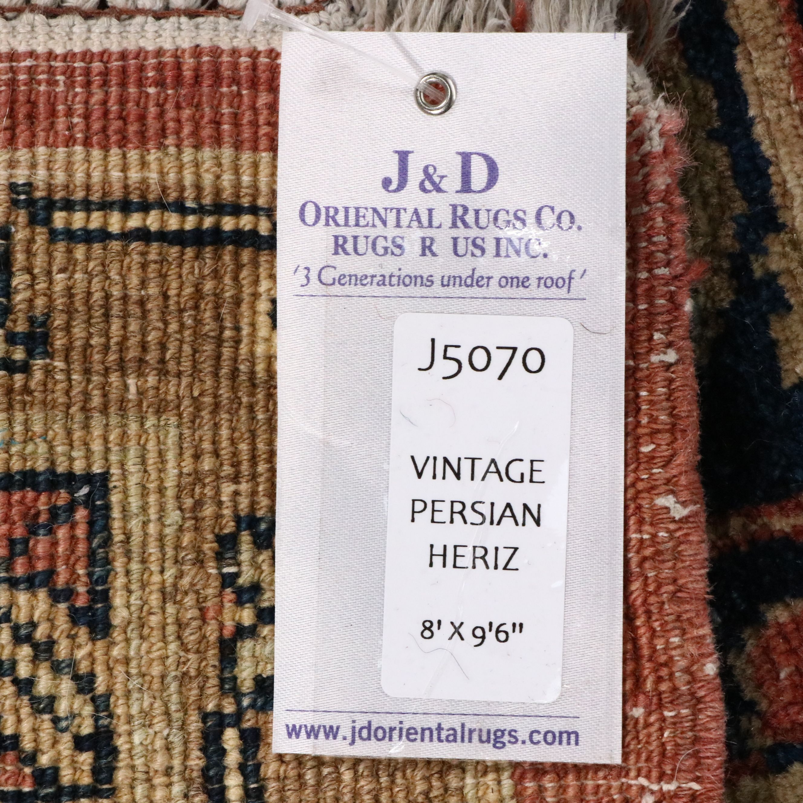 8' x 9'7 Hand-Knotted Persian Heriz Style Area Rug