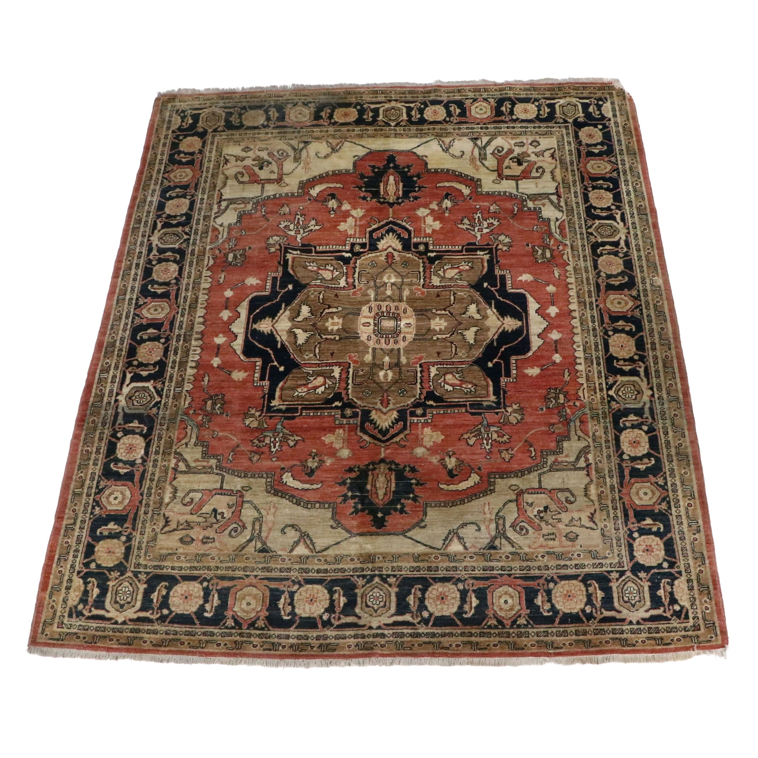 8' x 9'7 Hand-Knotted Persian Heriz Style Area Rug