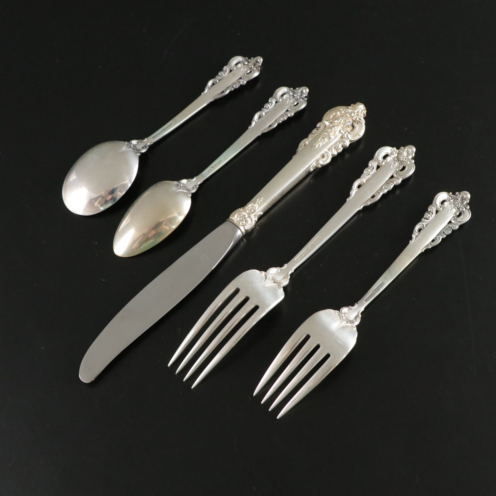 Wallace "Grand Baroque" Sterling Silver Flatware Set with Case