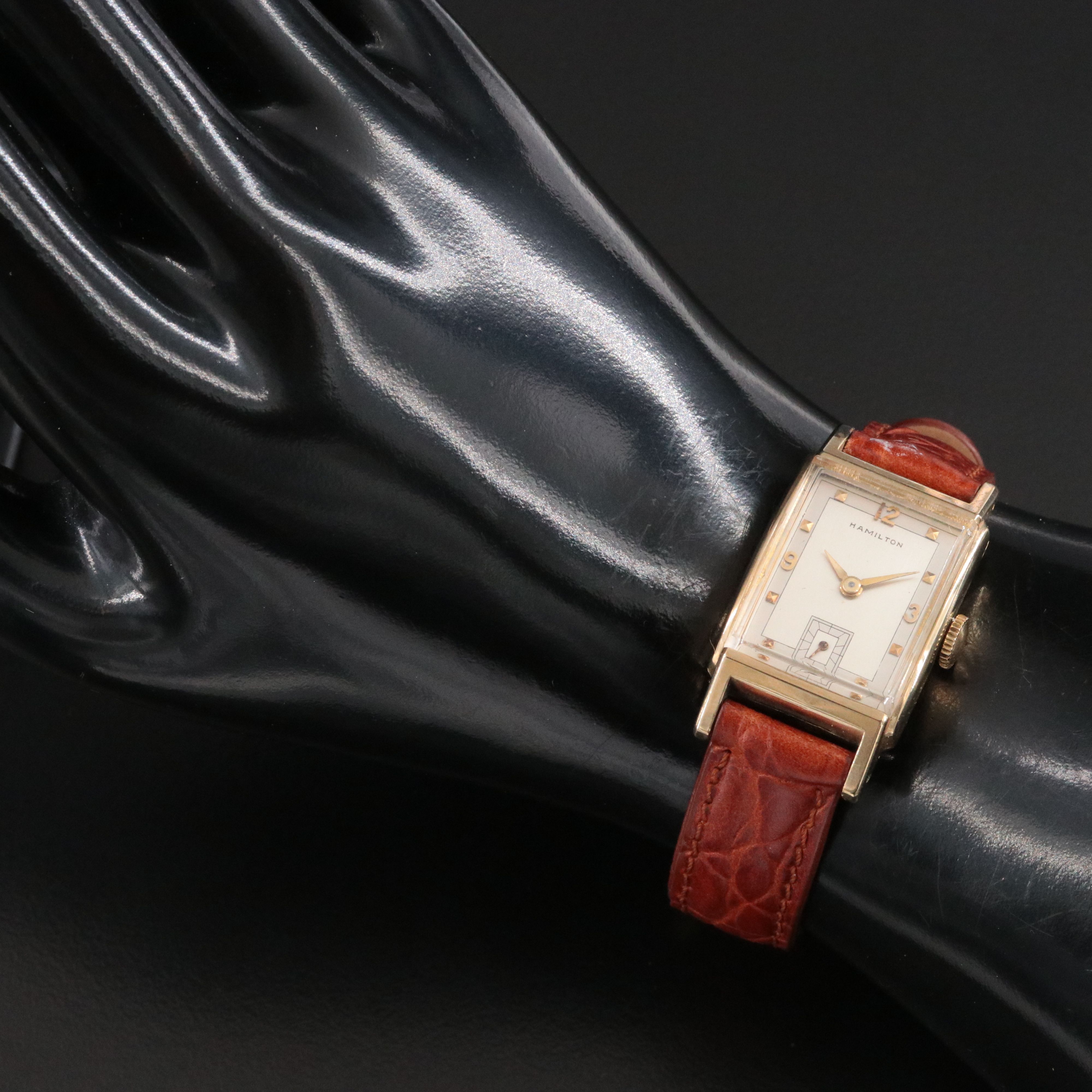 1951 Hamilton 14K Gold Filled Tank Shape Stem Wind Watch