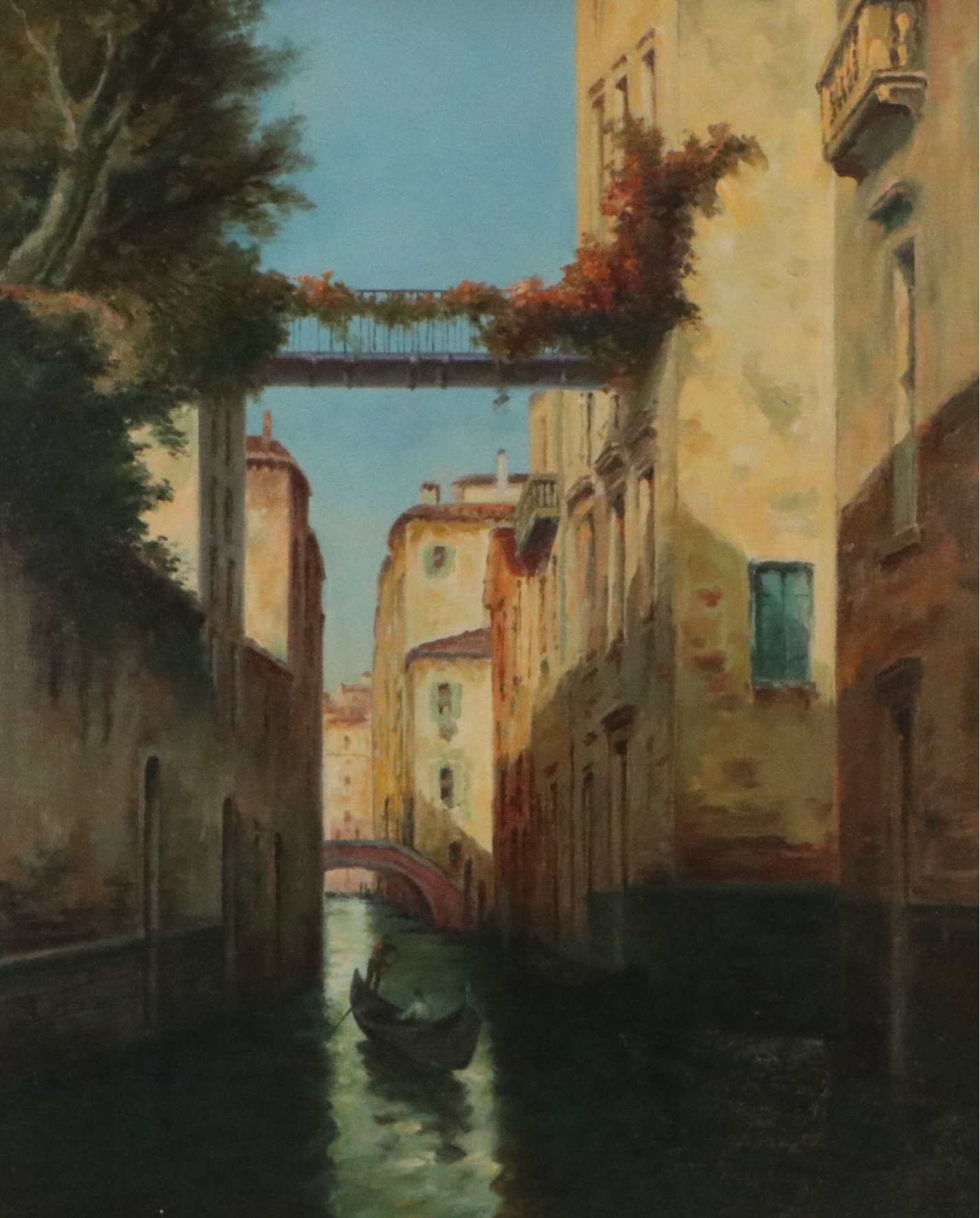 J. Ionides Landscape Oil Painting of Venice Canal, Late 20th Century