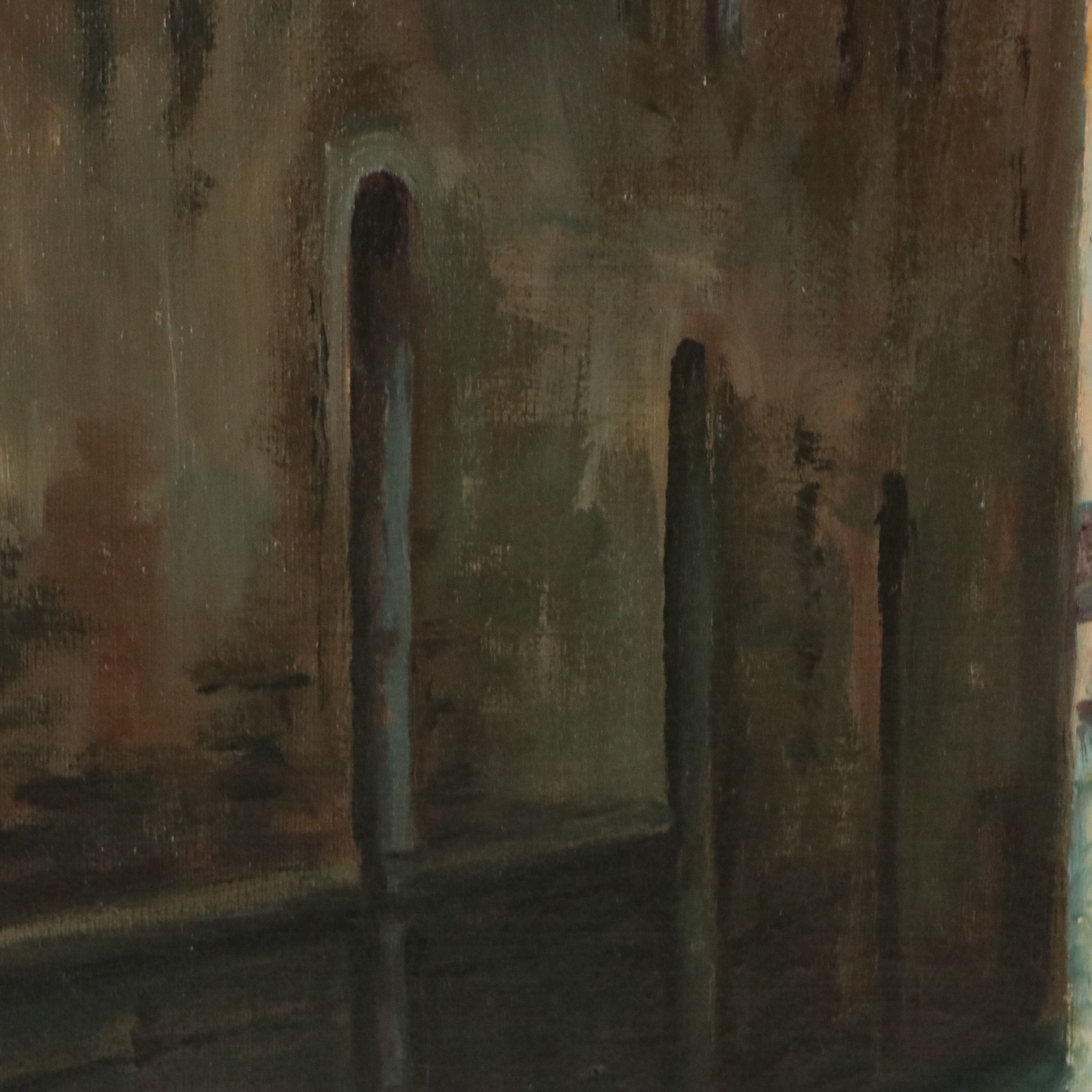 J. Ionides Landscape Oil Painting of Venice Canal, Late 20th Century