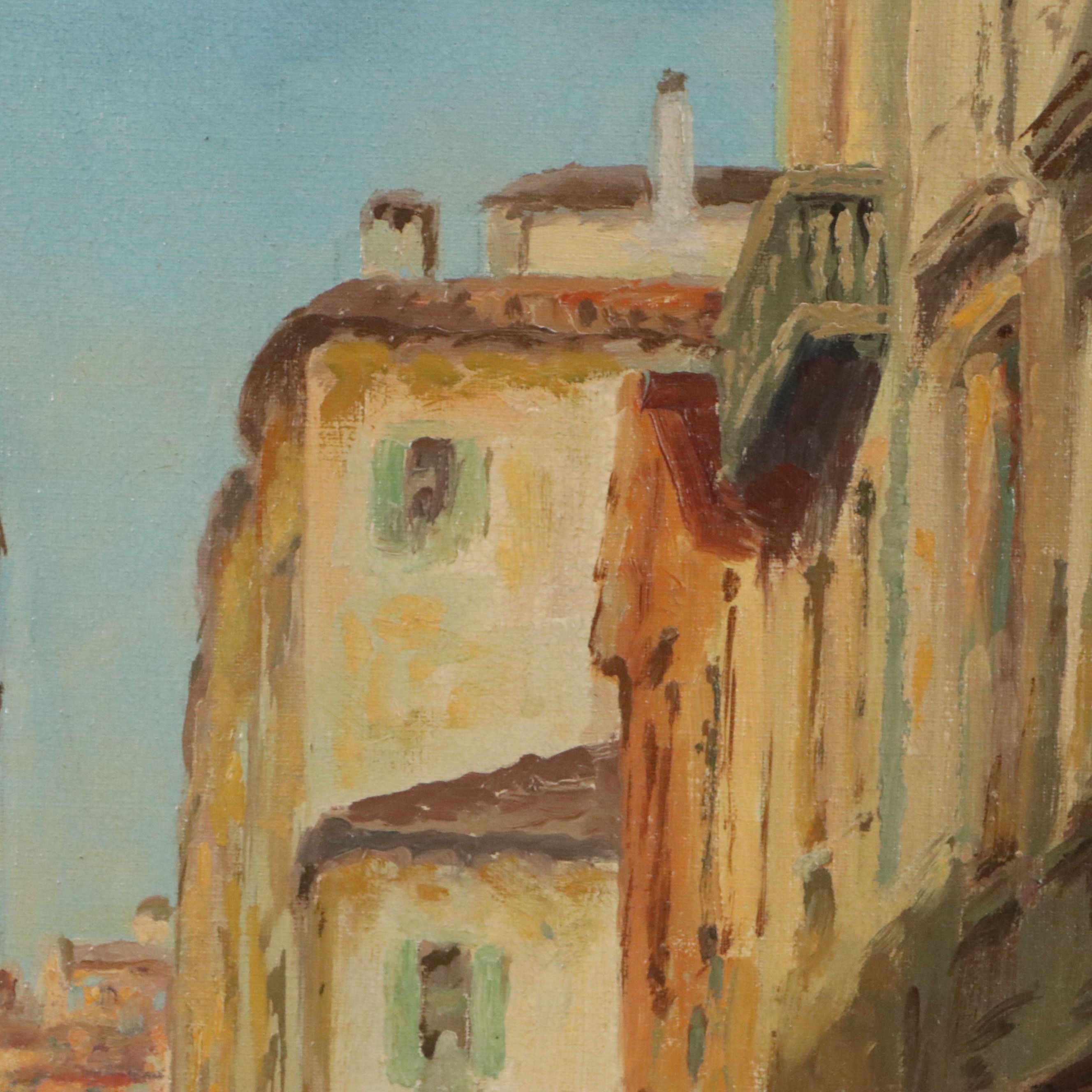 J. Ionides Landscape Oil Painting of Venice Canal, Late 20th Century