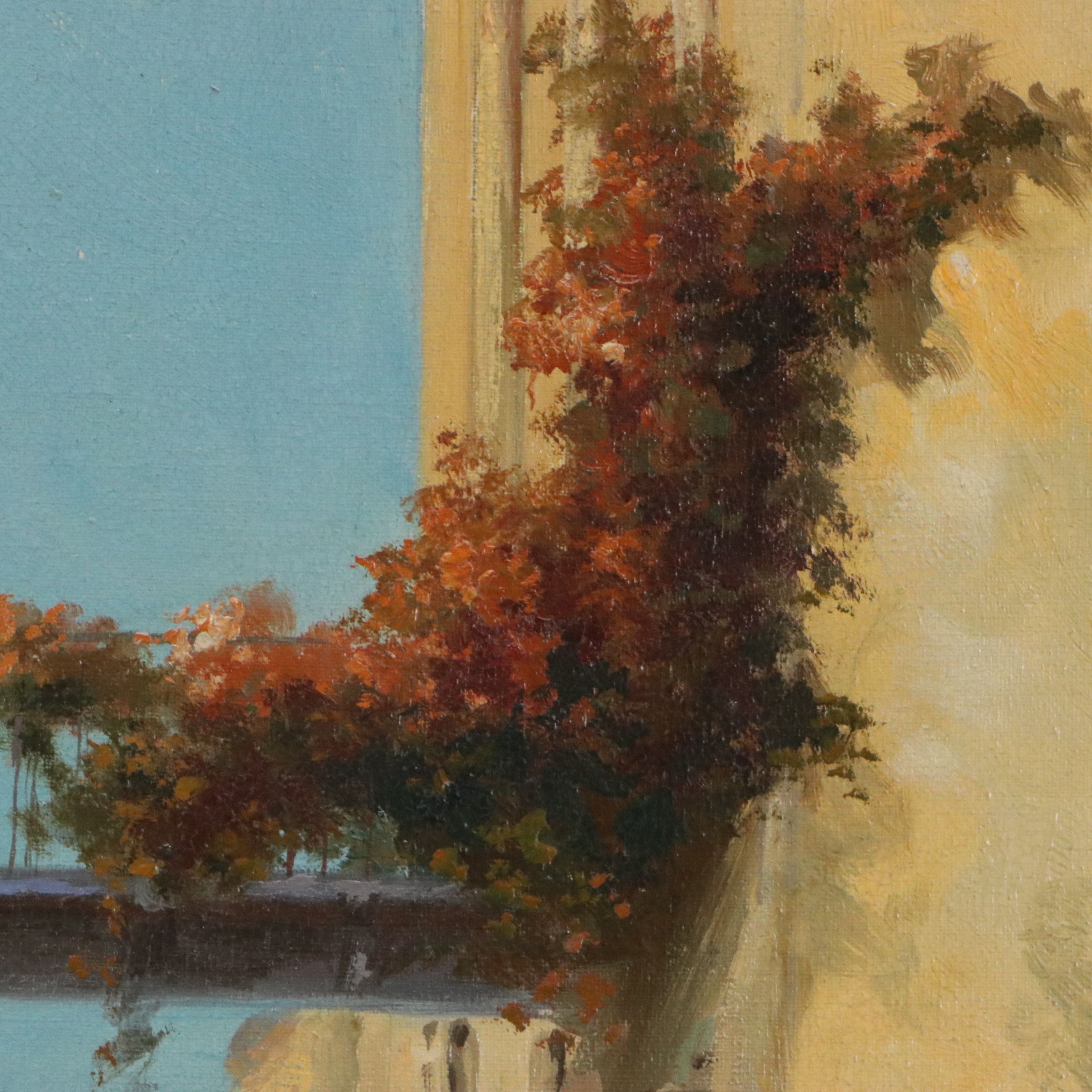 J. Ionides Landscape Oil Painting of Venice Canal, Late 20th Century