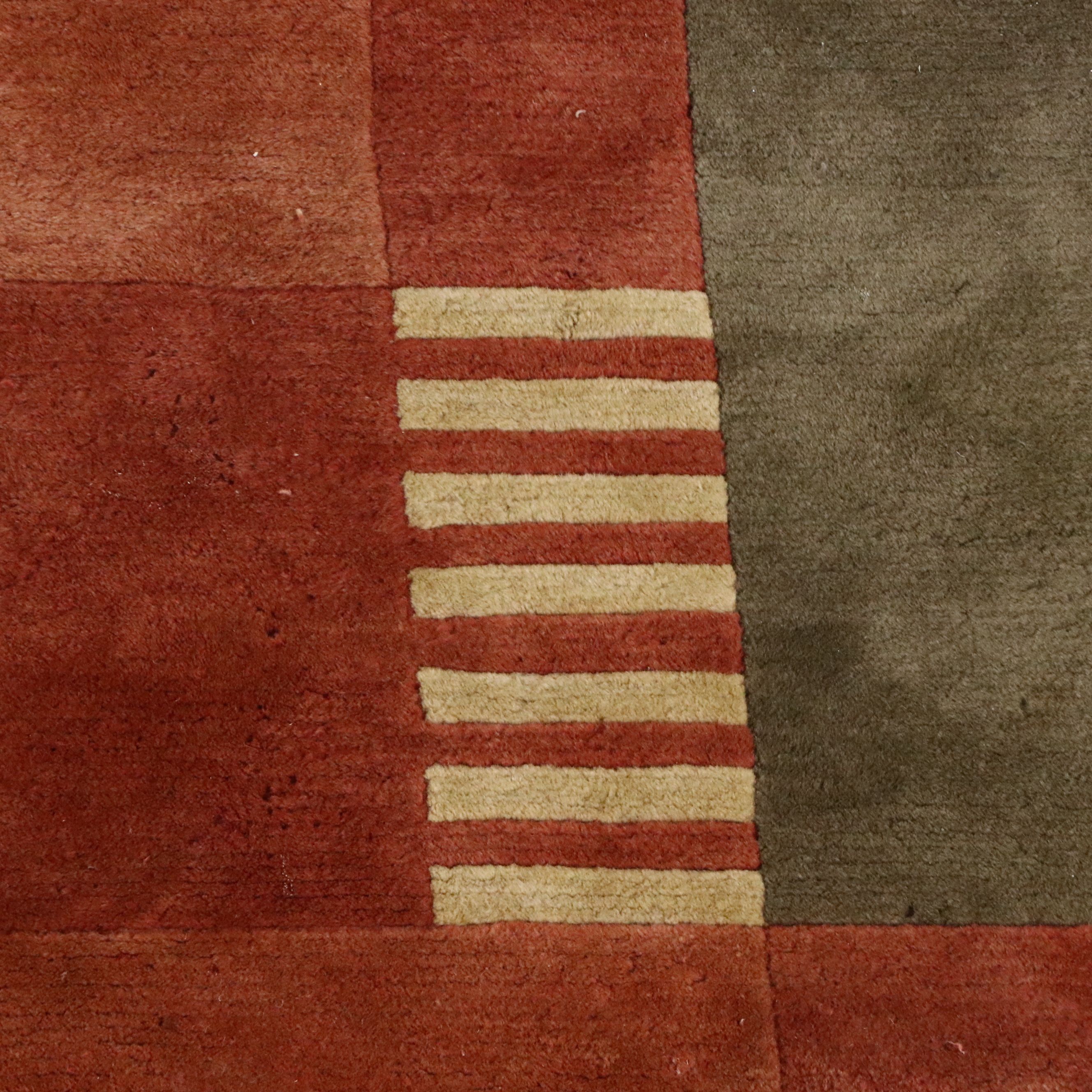7'10 x 10'10 Hand-Knotted Tibetan Geometric Block Area Rug