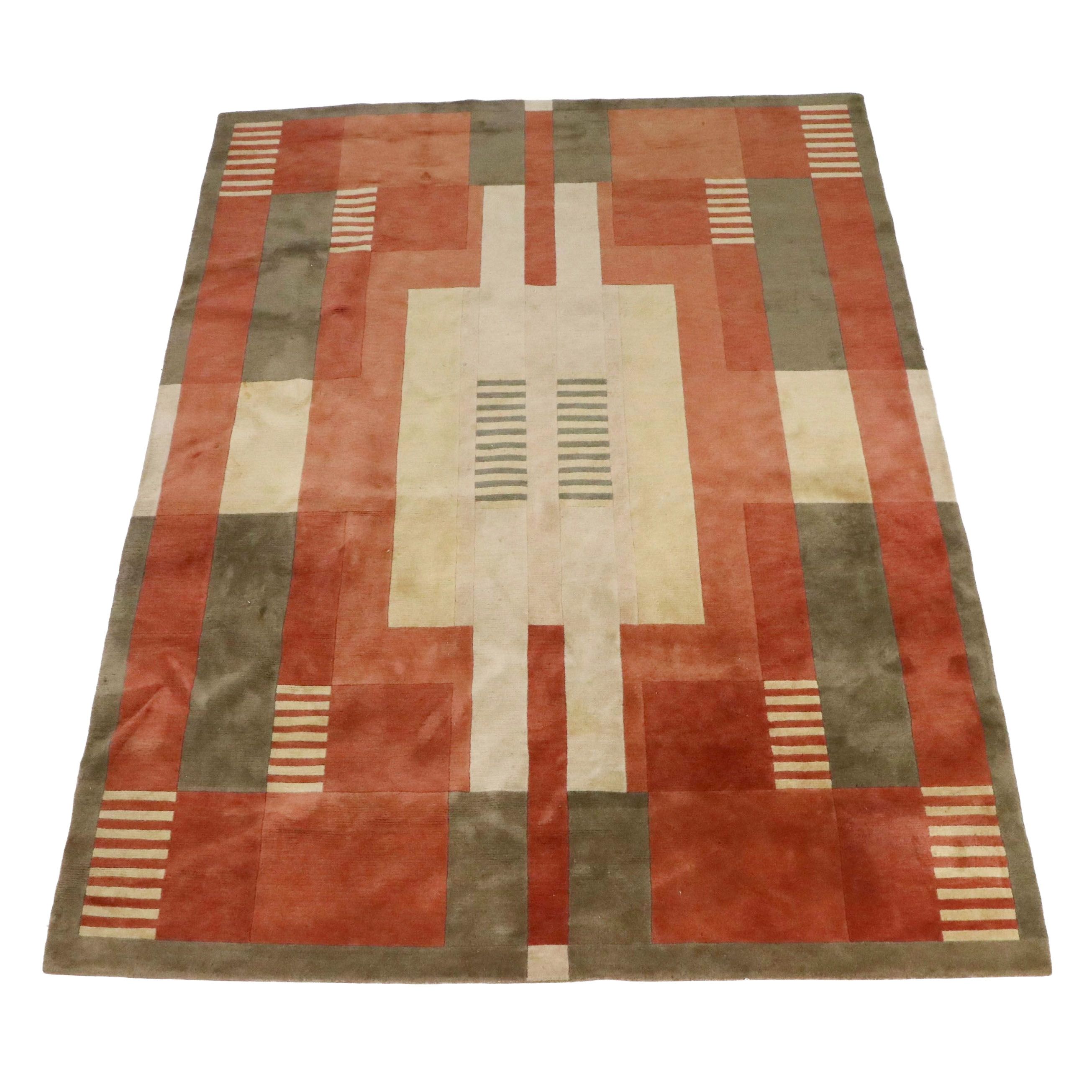 7'10 x 10'10 Hand-Knotted Tibetan Geometric Block Area Rug