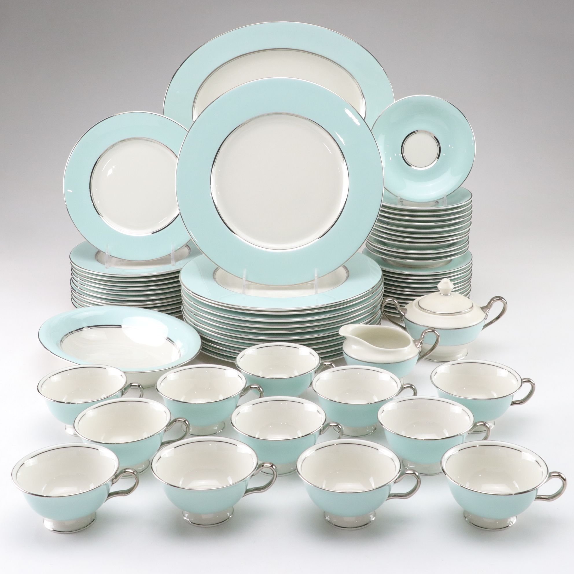 Shenango American Manor China "Celestial" Dinnerware Set for Twelve with Extras