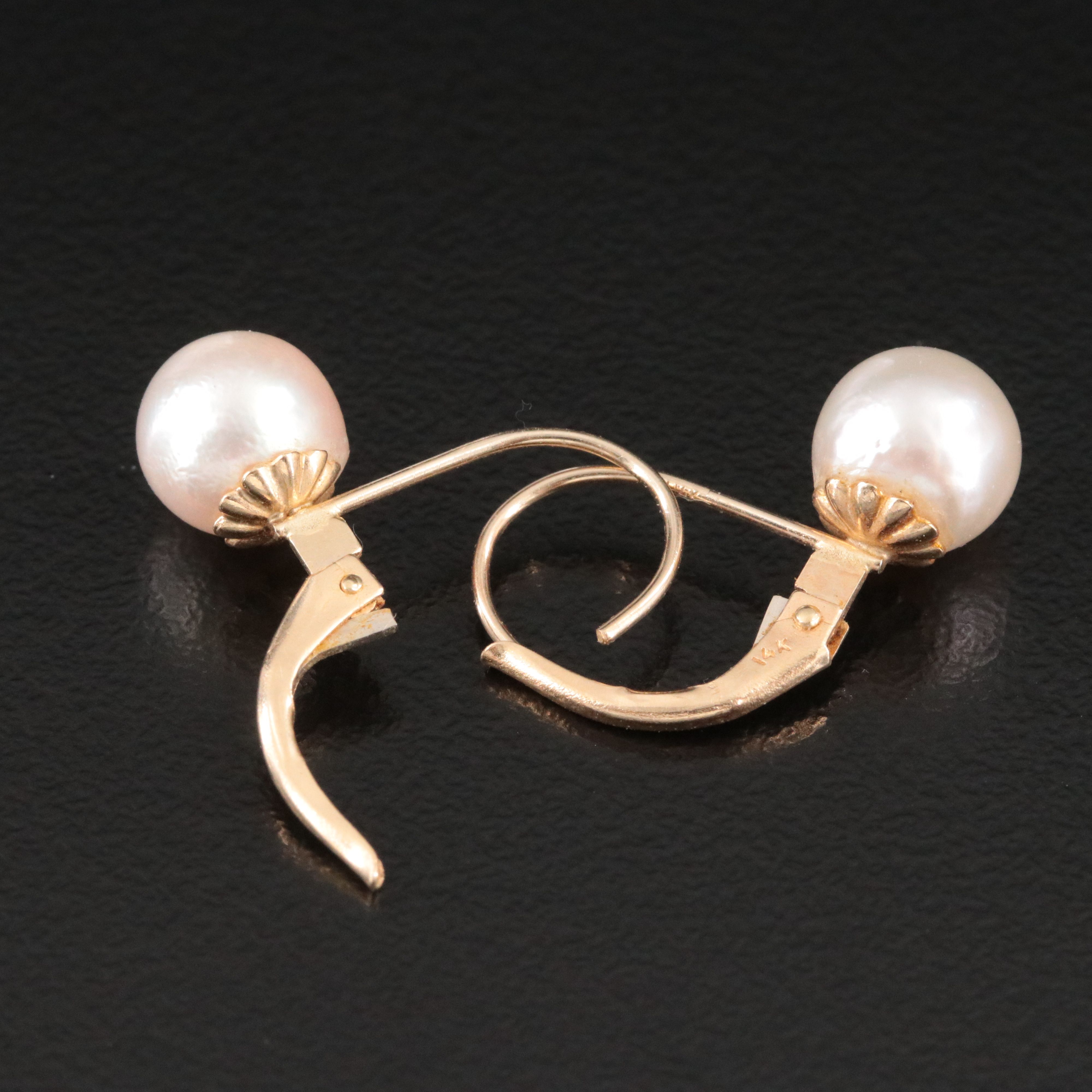 14K Pearl Drop Earrings