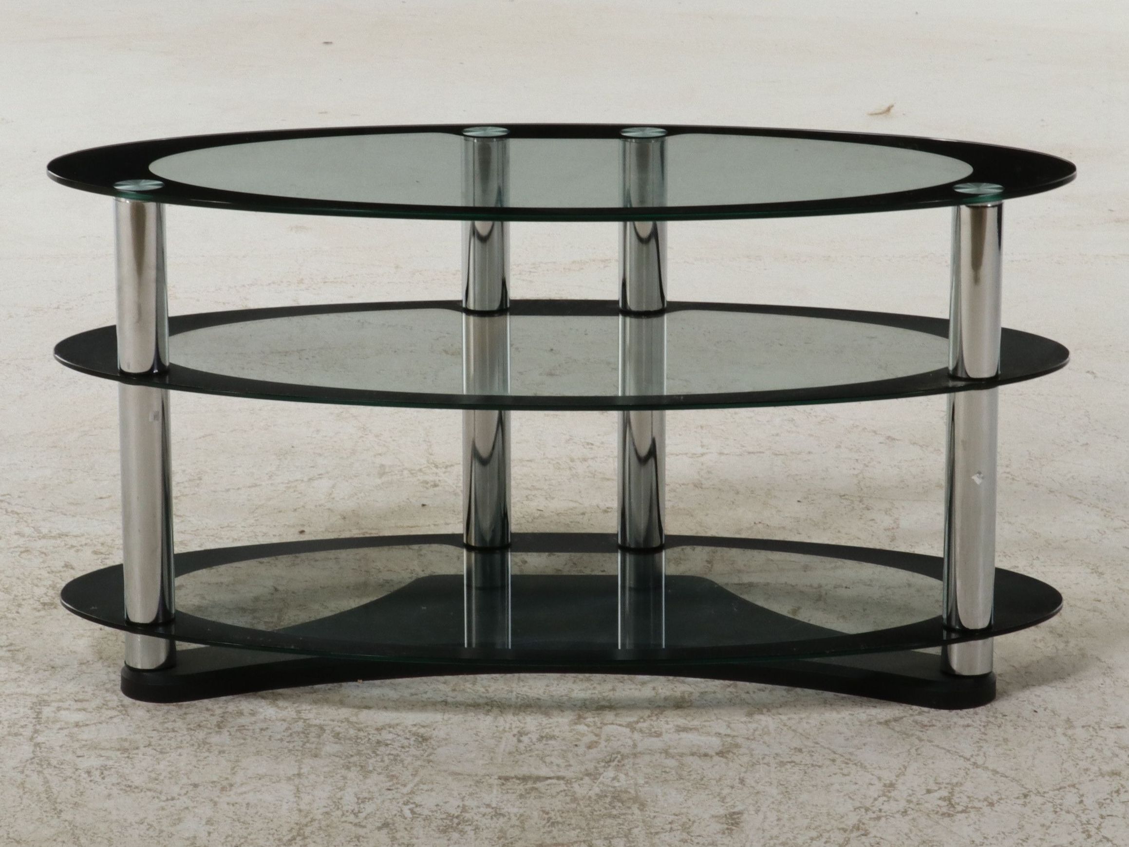 Contemporary Modern Three-Tiered Glass Media Console