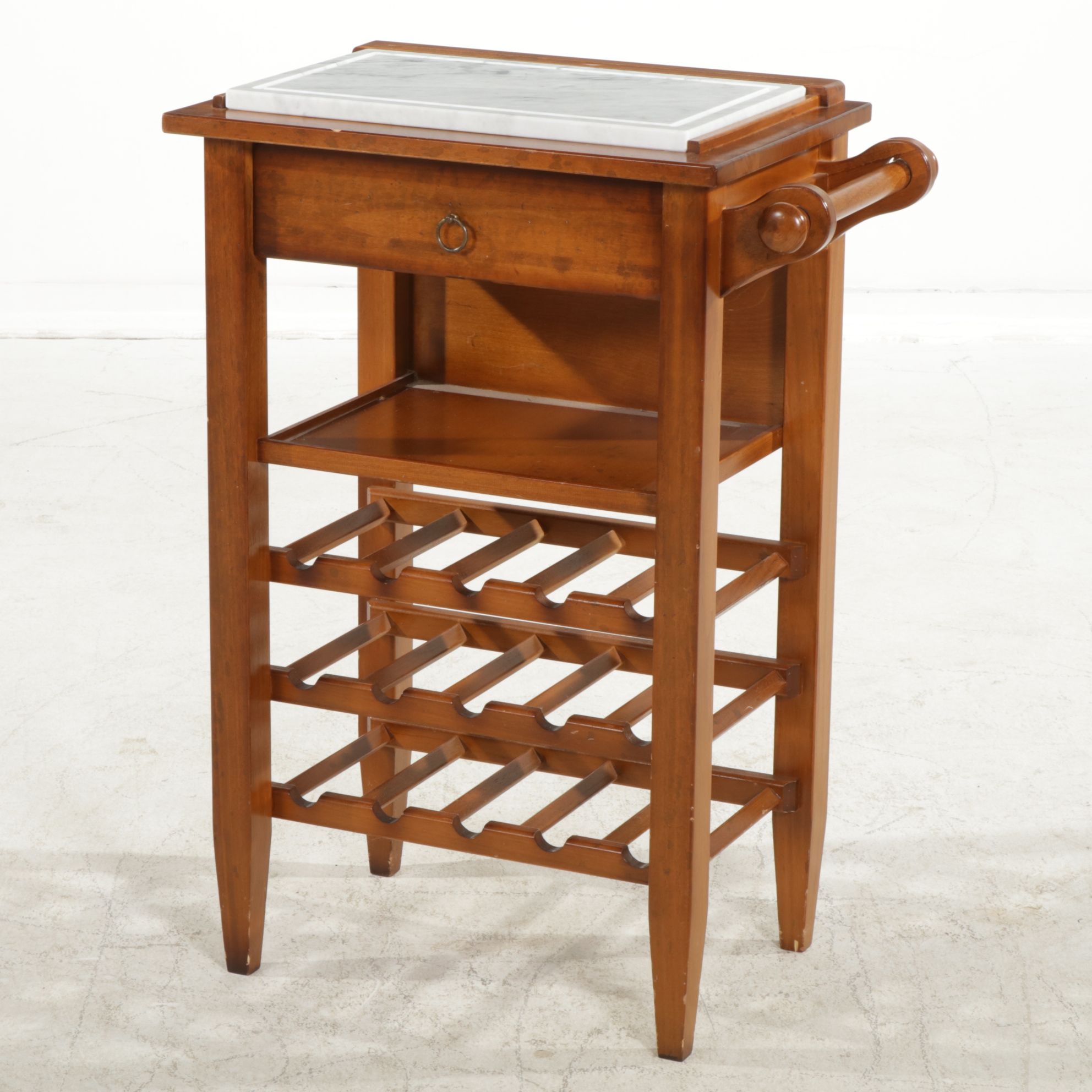 Wood Wine Rack with Marble Cutting Board Top