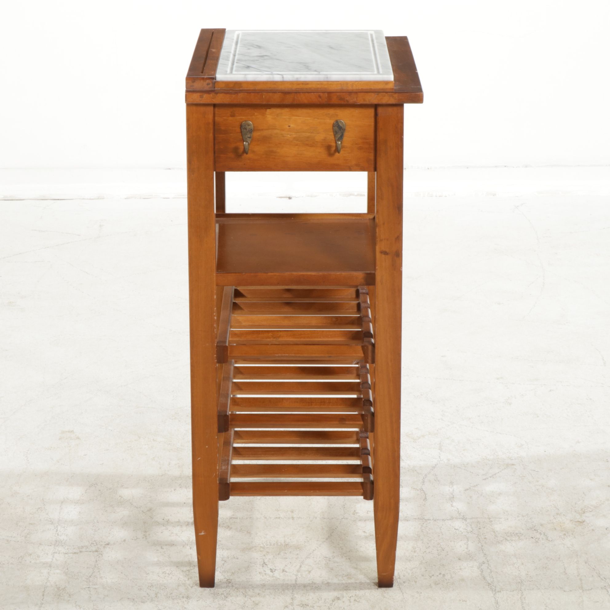 Wood Wine Rack with Marble Cutting Board Top