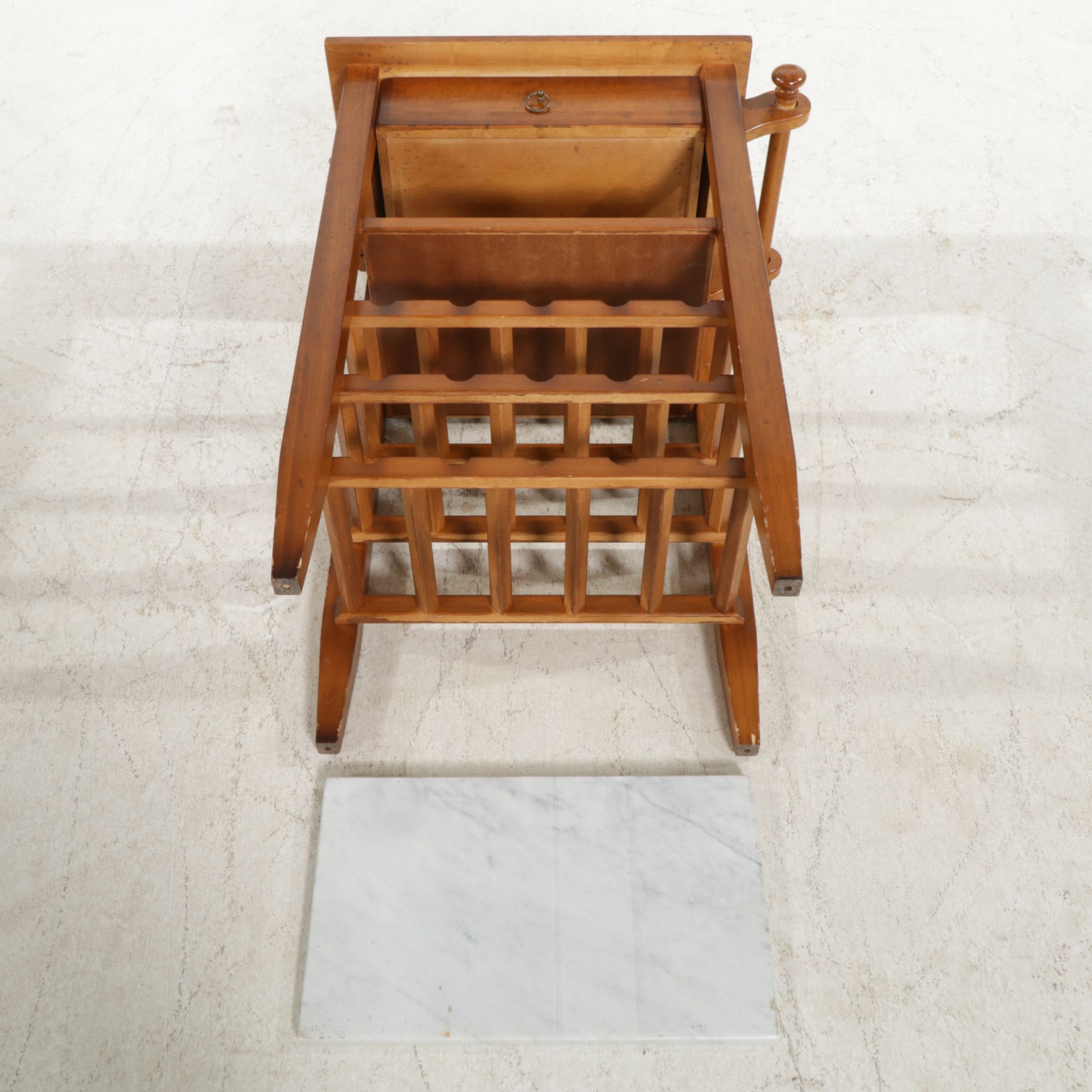 Wood Wine Rack with Marble Cutting Board Top