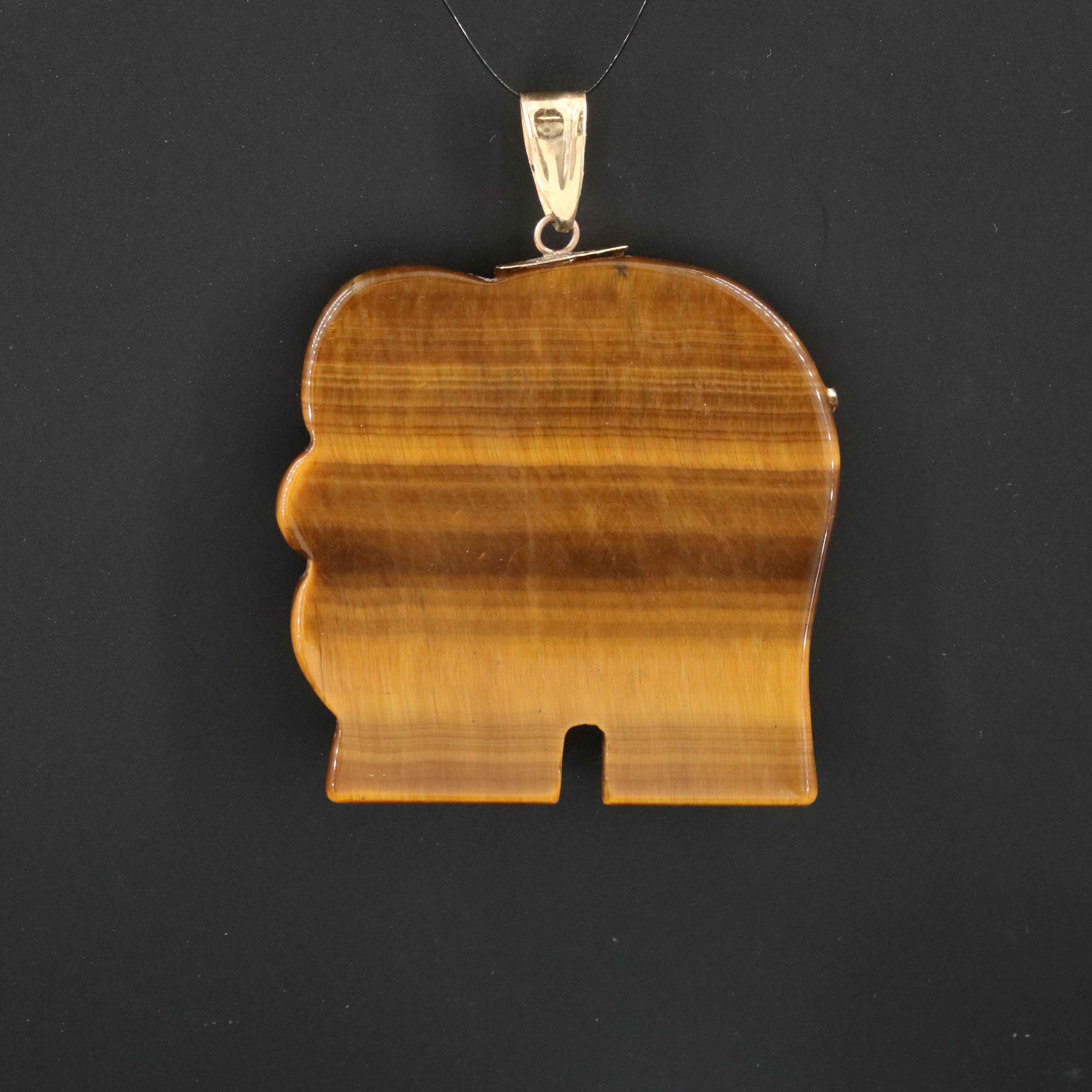 14K Tiger'e Eye Elephant Pendant