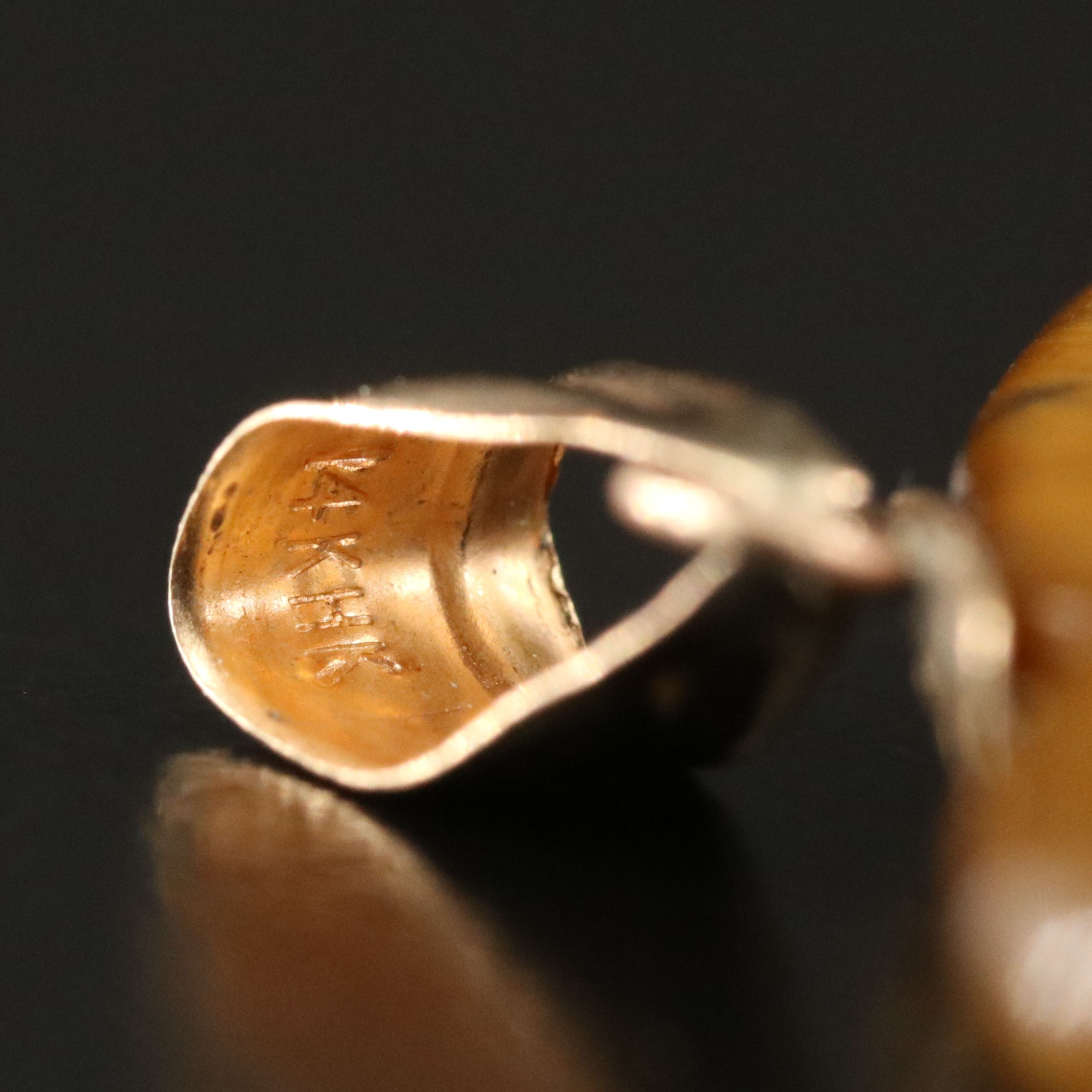 14K Tiger'e Eye Elephant Pendant