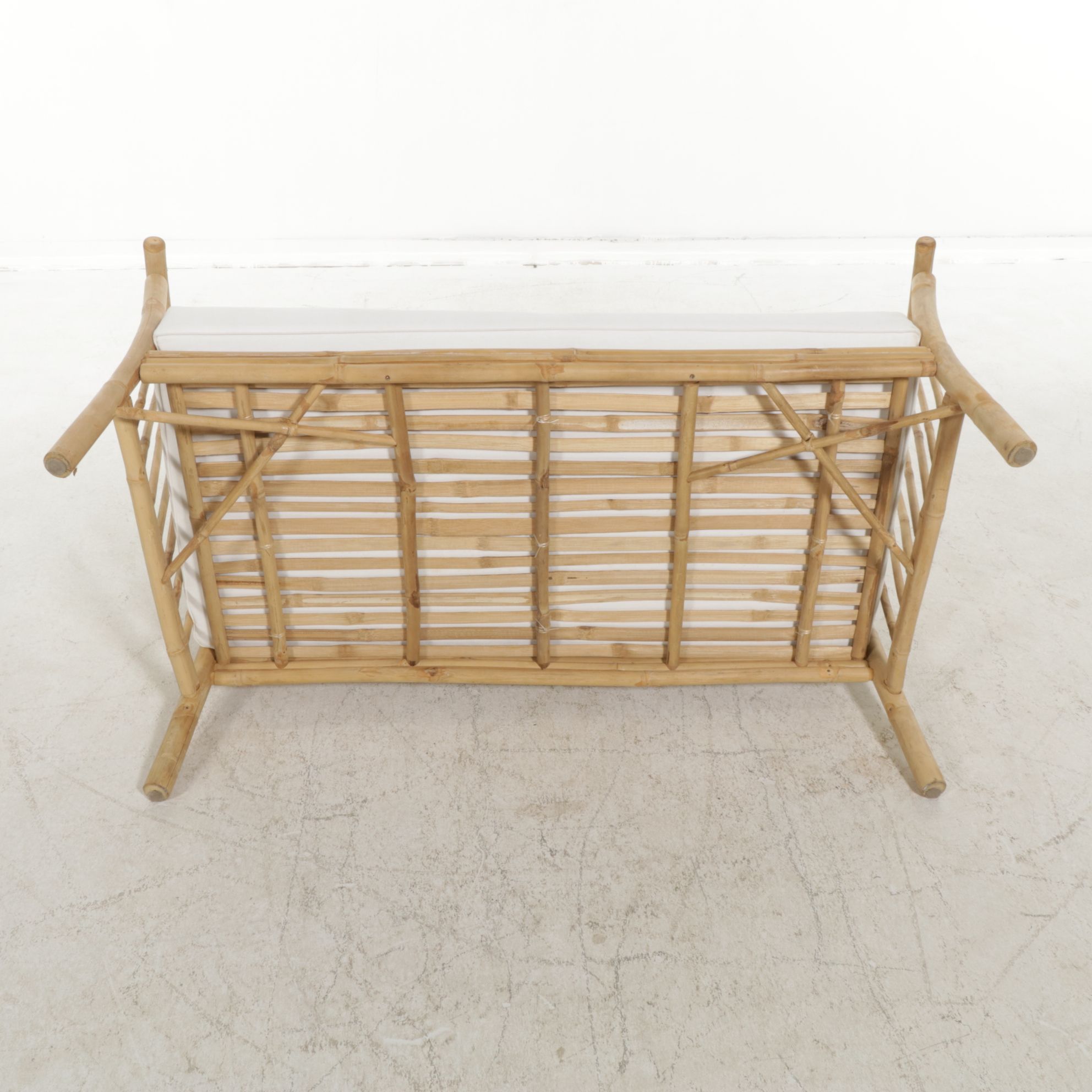Bamboo Framed Loveseat with Canvas Upholstered Seat Cushions