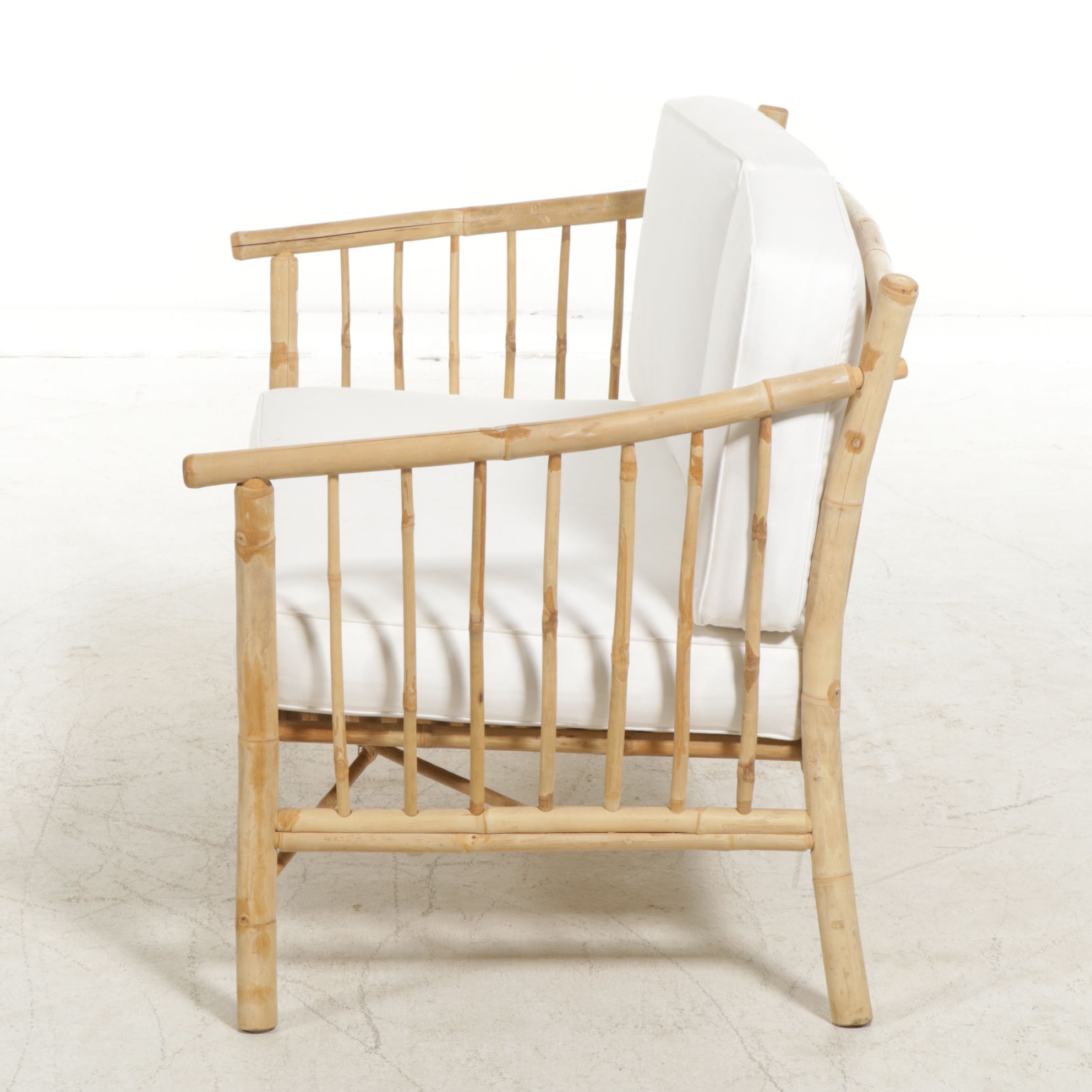 Bamboo Framed Loveseat with Canvas Upholstered Seat Cushions