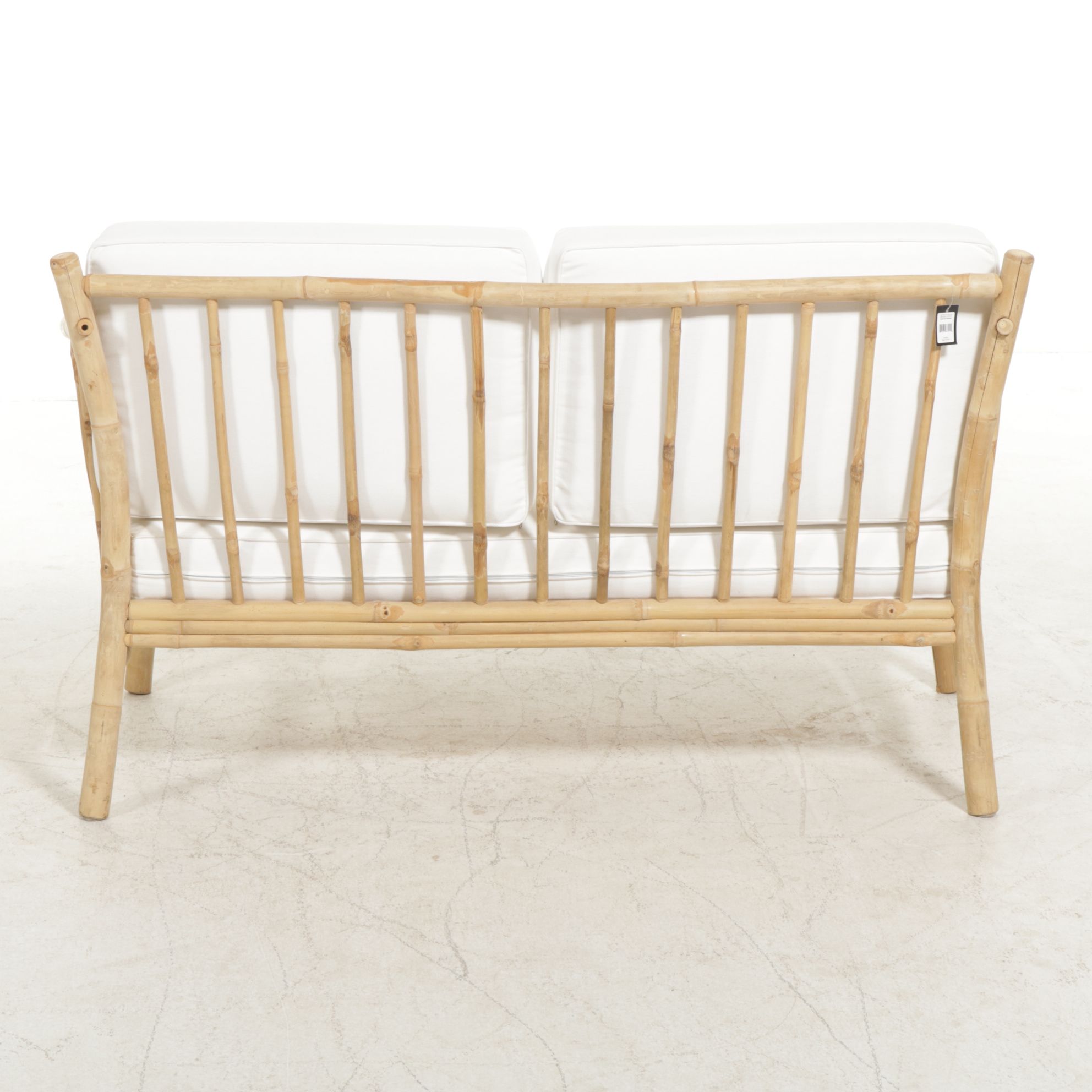 Bamboo Framed Loveseat with Canvas Upholstered Seat Cushions