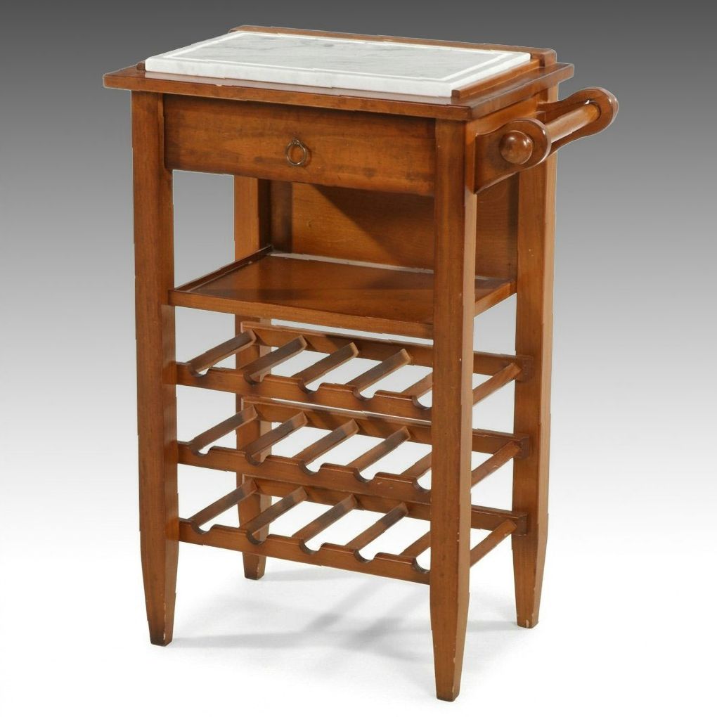 Wood Wine Rack with Marble Cutting Board Top