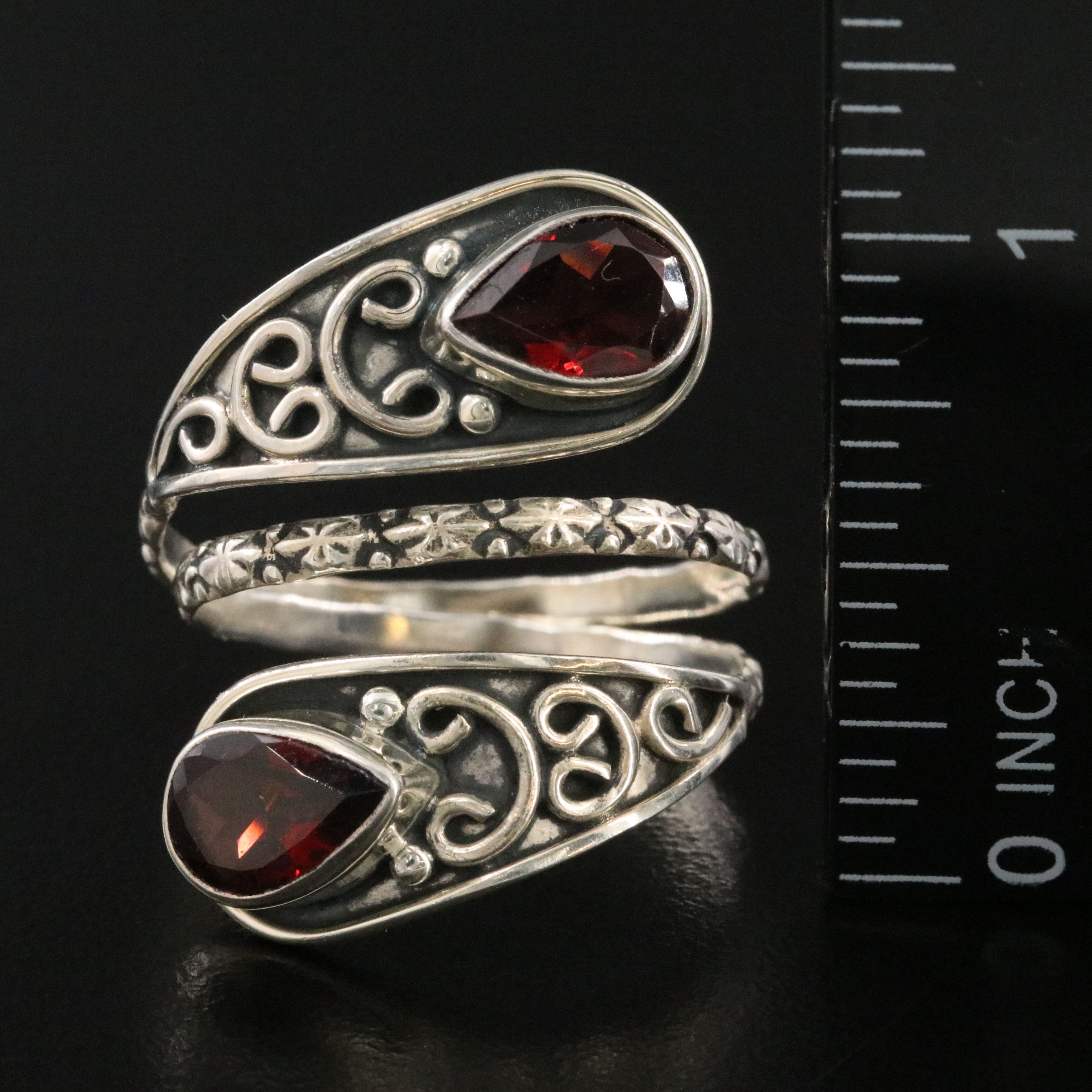 Sterling Garnet Coil Ring