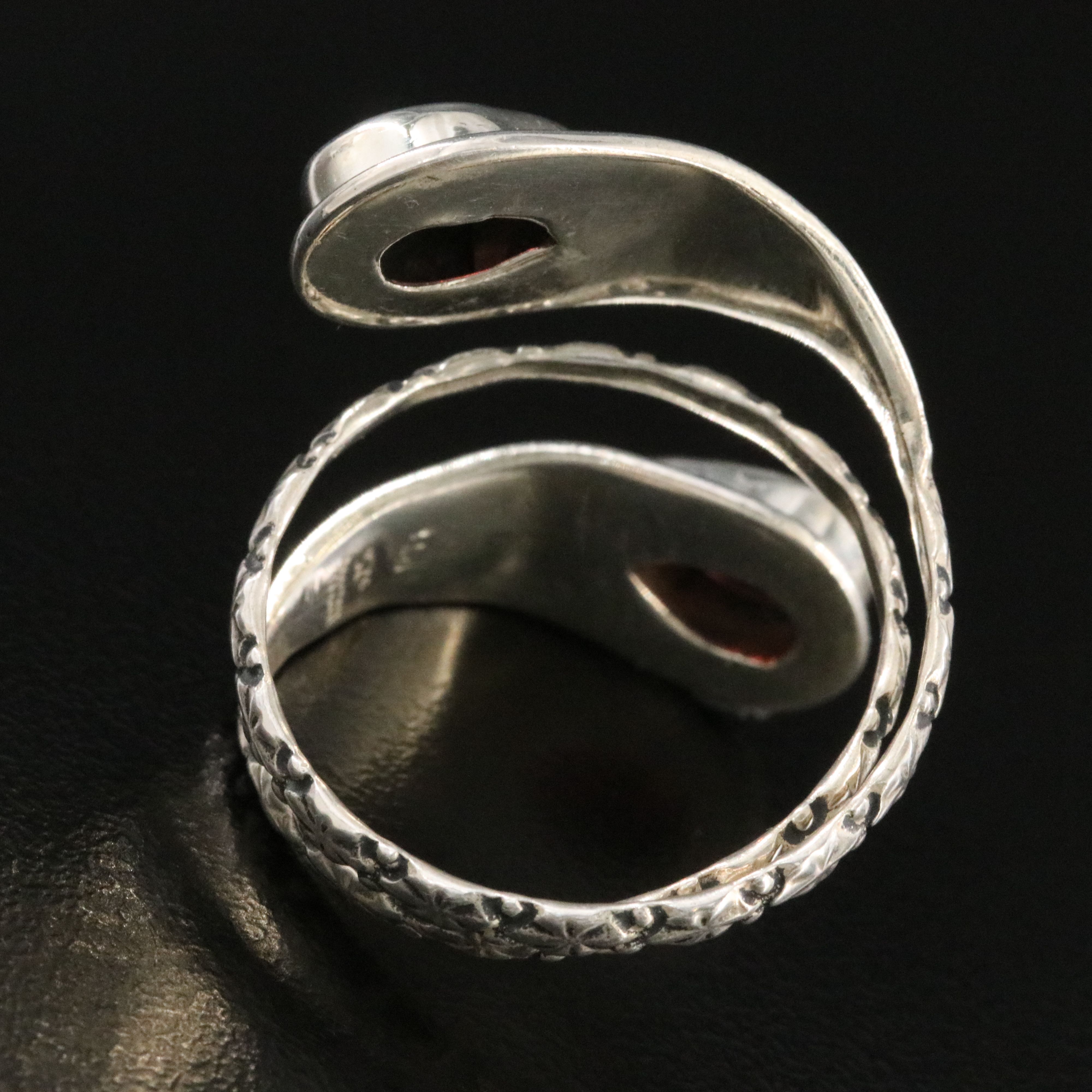 Sterling Garnet Coil Ring