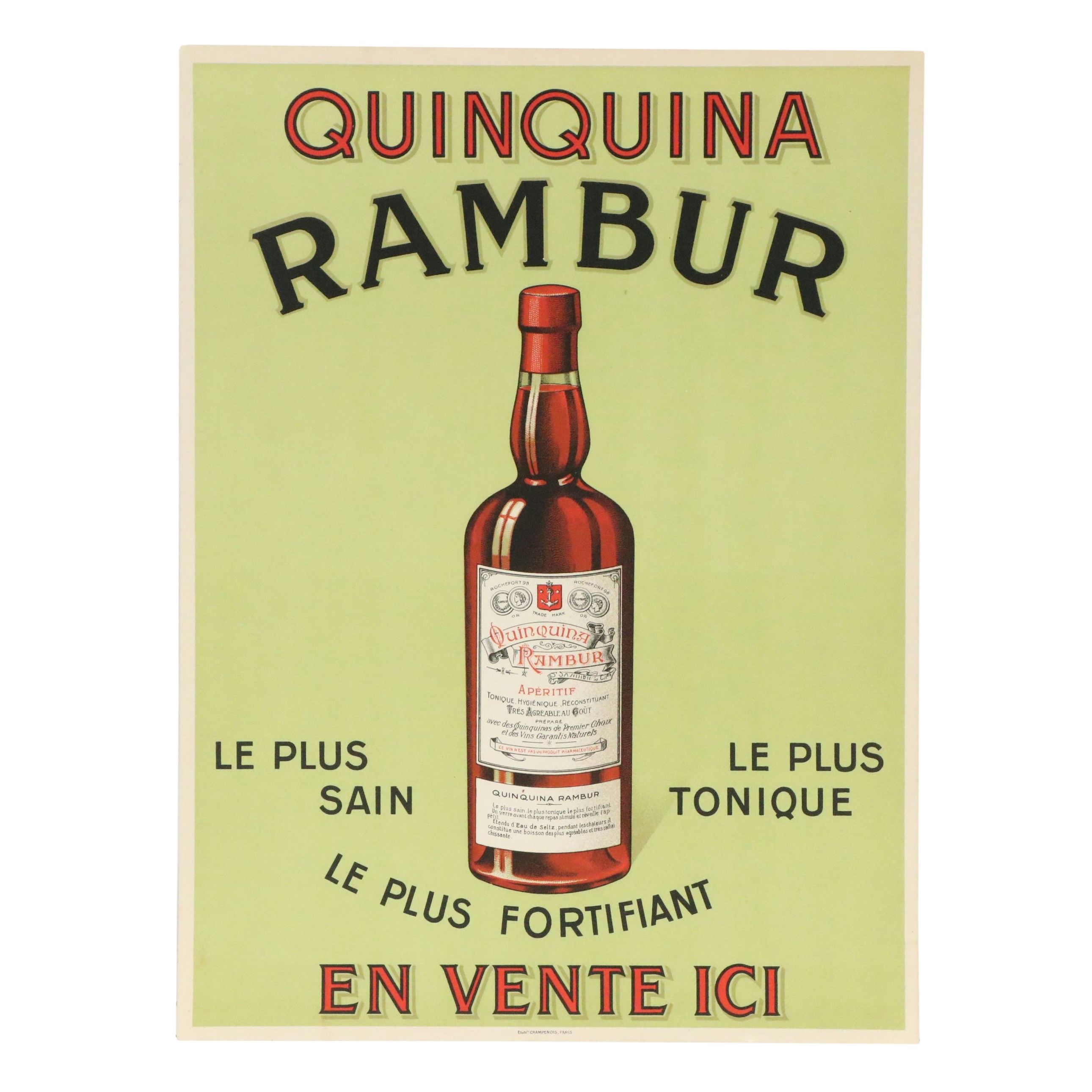 Lithograph Advertising Poster "Quinquina Rambur," Circa 1920