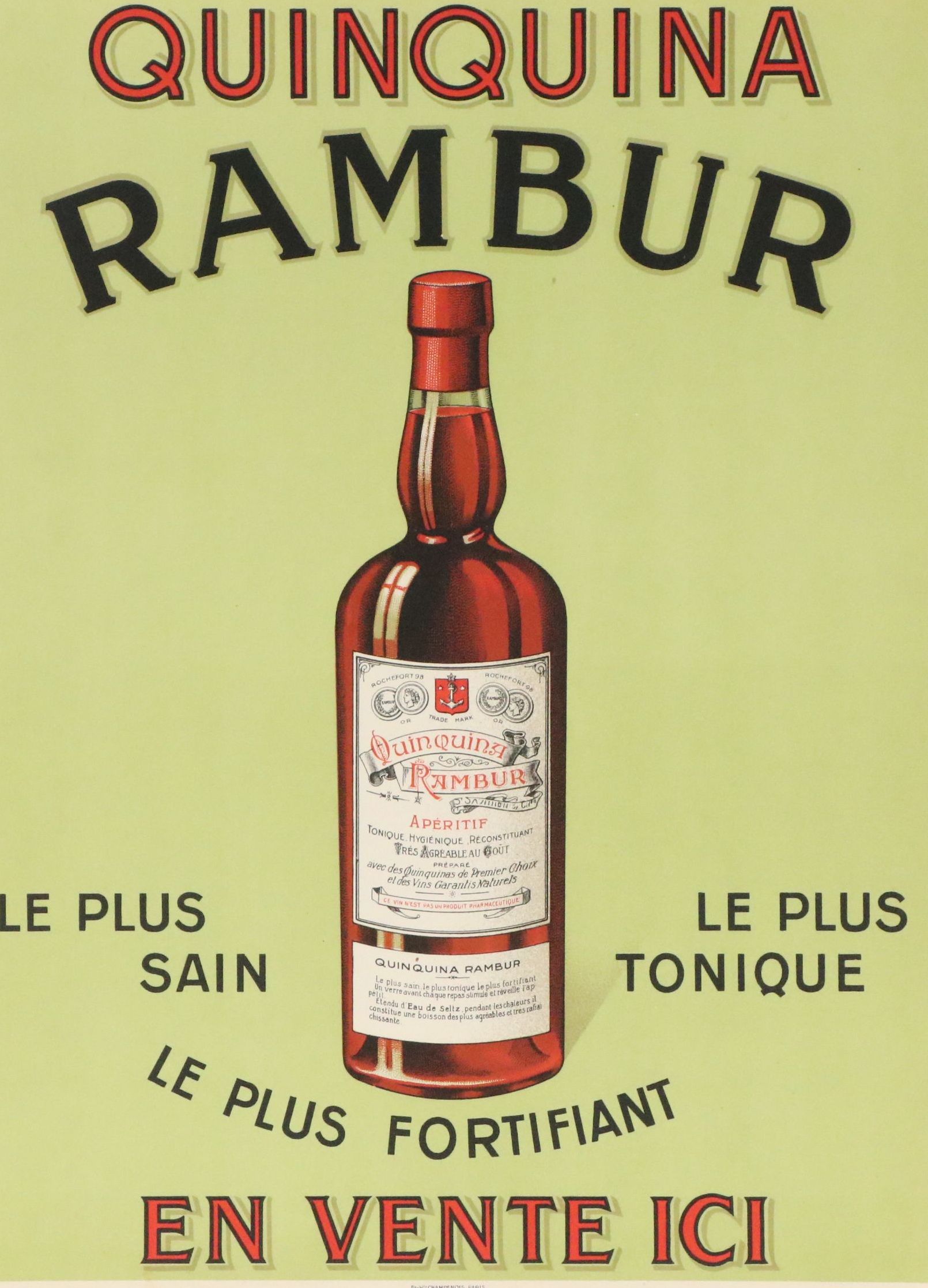 Lithograph Advertising Poster "Quinquina Rambur," Circa 1920
