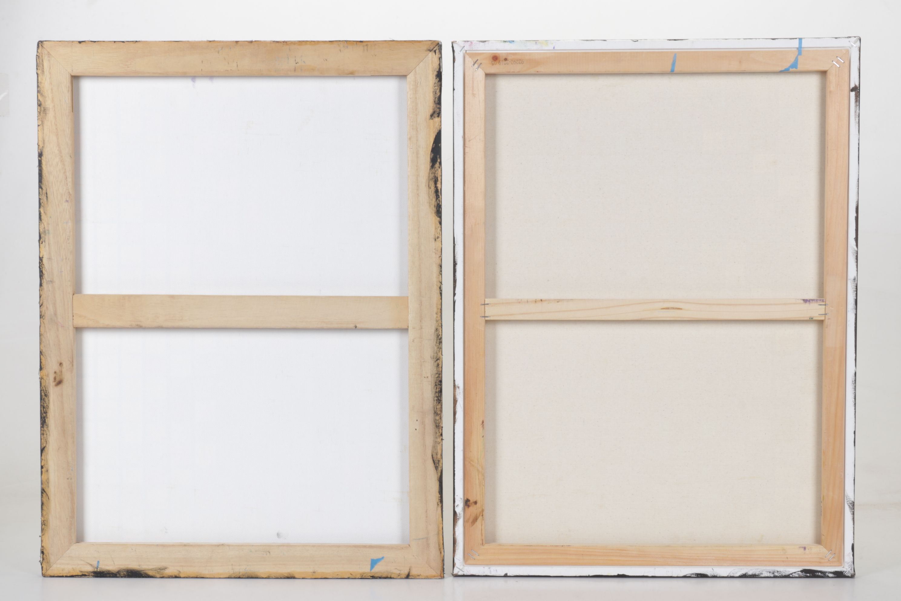 Glen Zehr Diptych Acrylic Painting of Gradient Tiles in Warm and Cool Tones