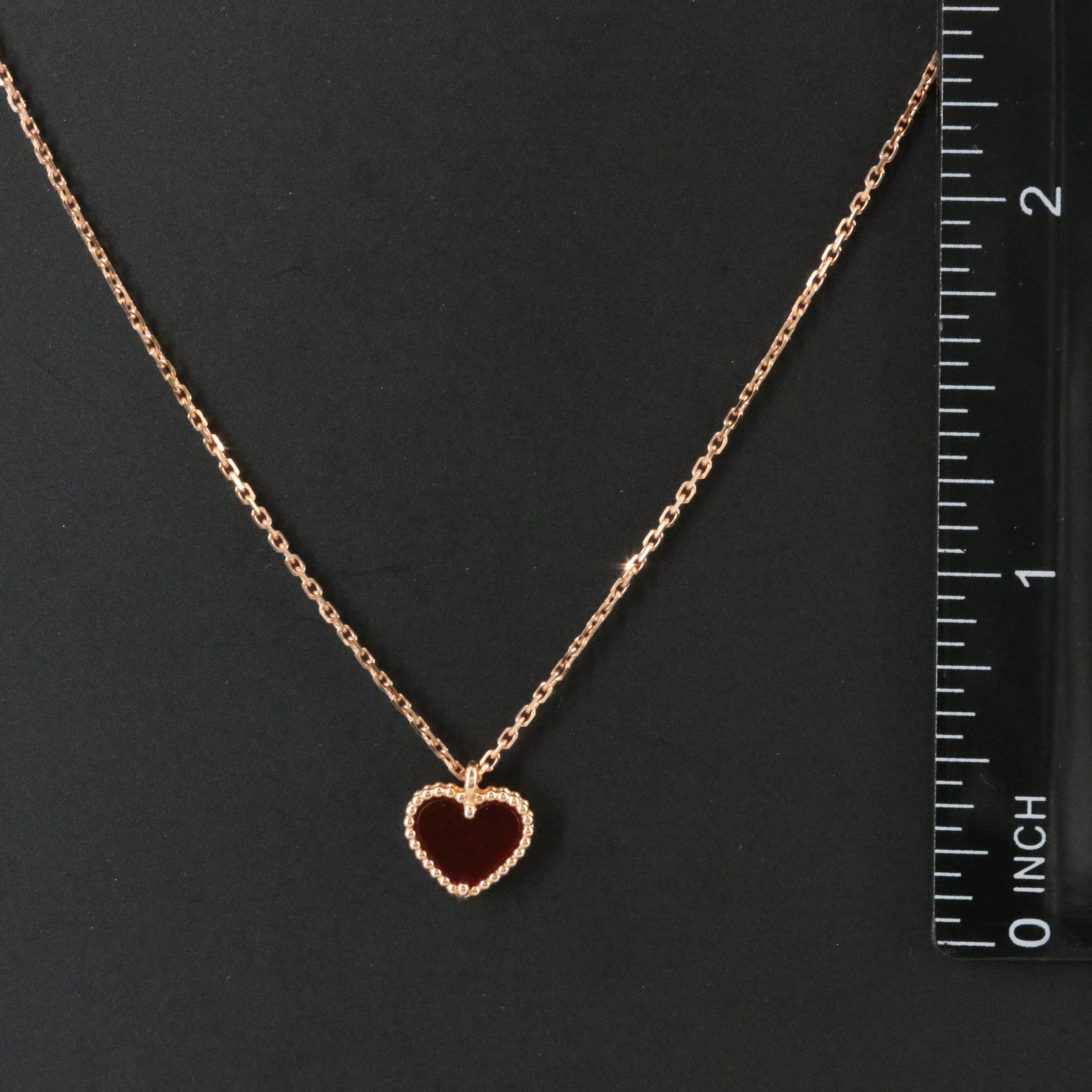 Van Cleef & Arpels Sweet Hearts 18K Rose Gold and Carnelian Necklace