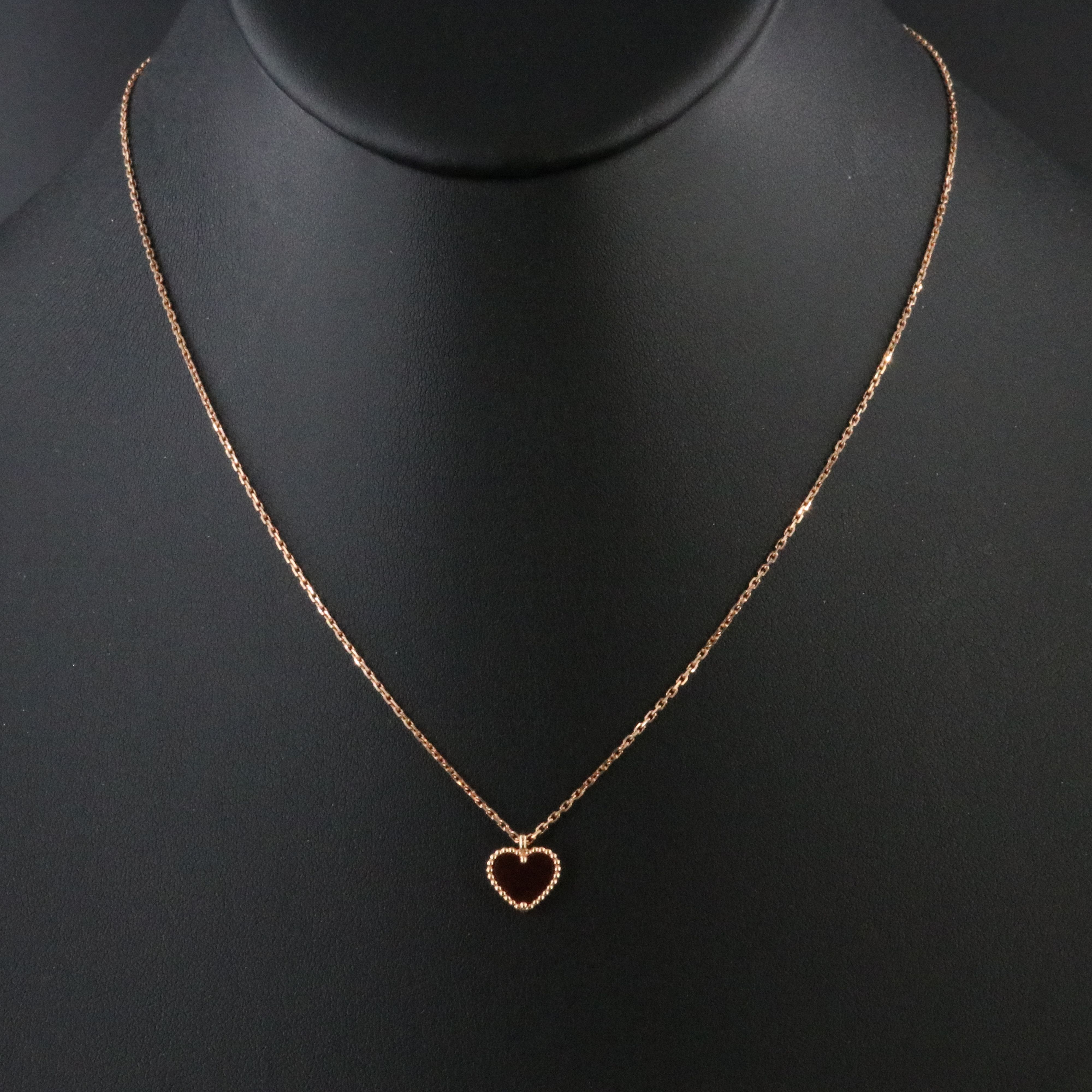 Van Cleef & Arpels Sweet Hearts 18K Rose Gold and Carnelian Necklace